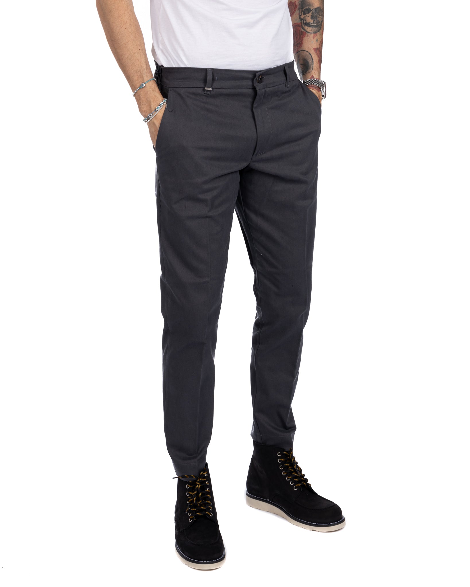 Elder - gray cotton capri trousers