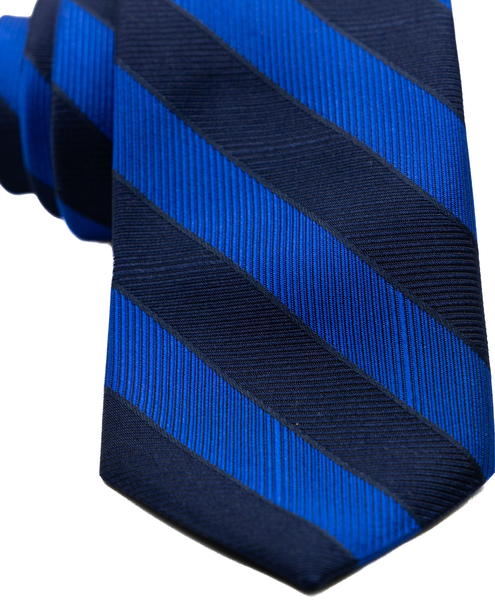Tie - in silk with blue and royal stripes