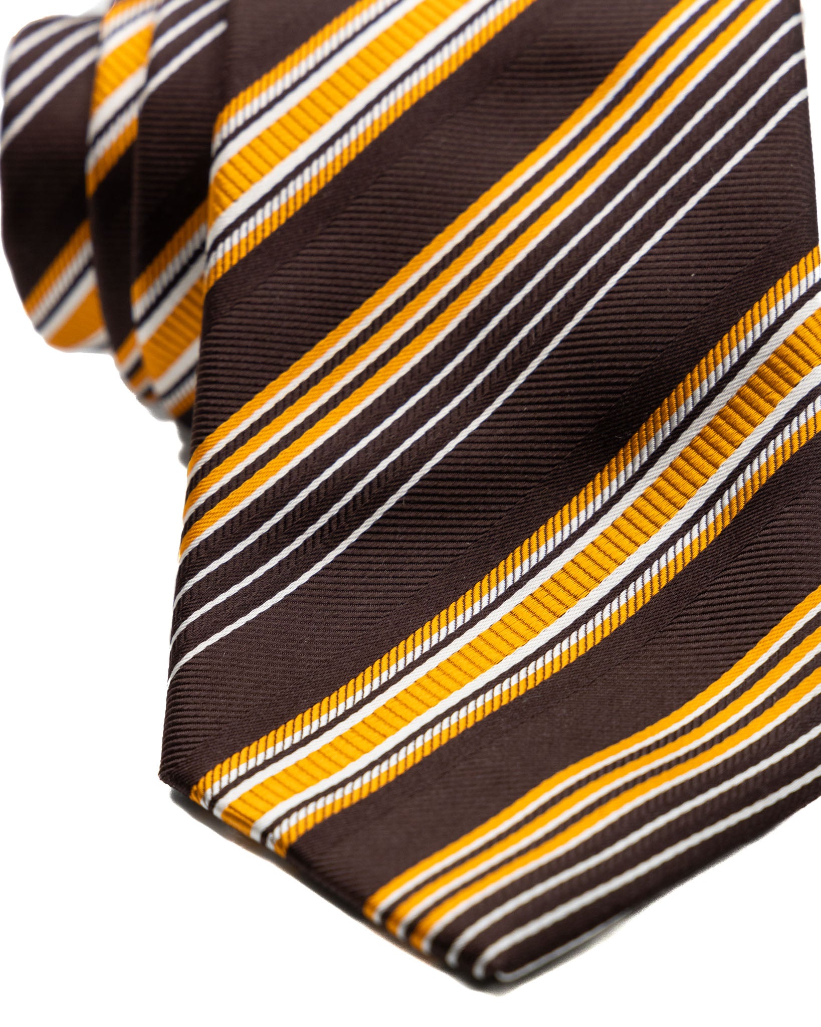 Tie - in brown silk with orange stripes