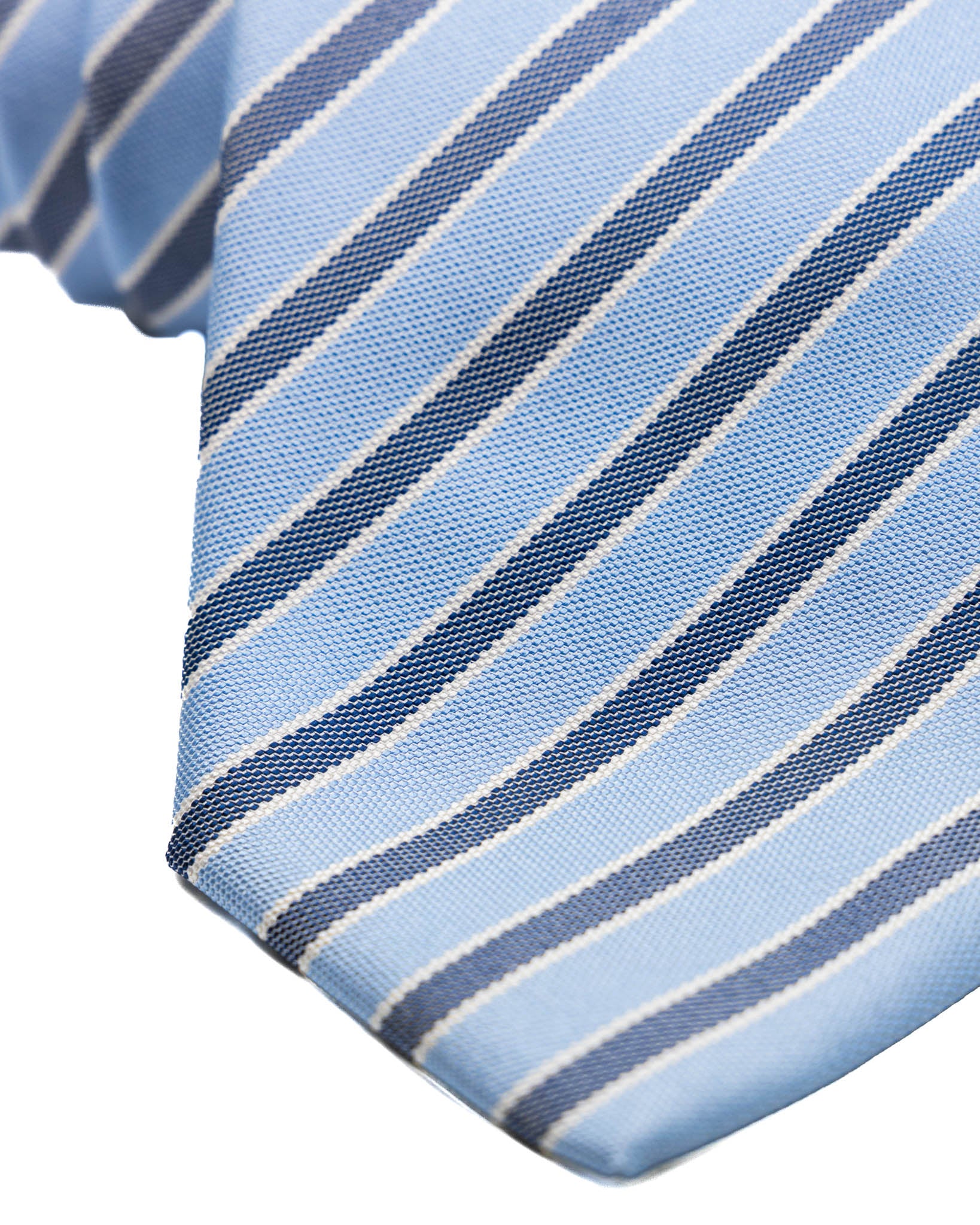 Cravate - en soie bleu clair à rayures bleues