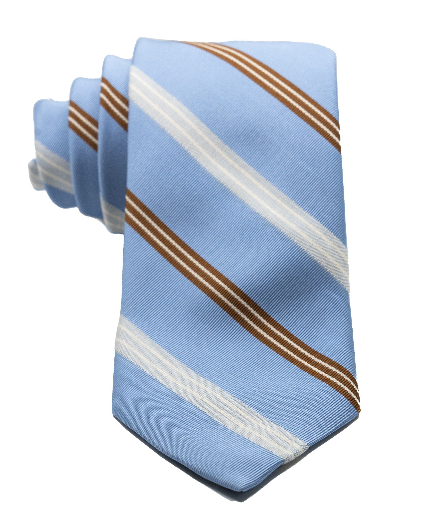 Cravate - en soie bleu clair à rayures