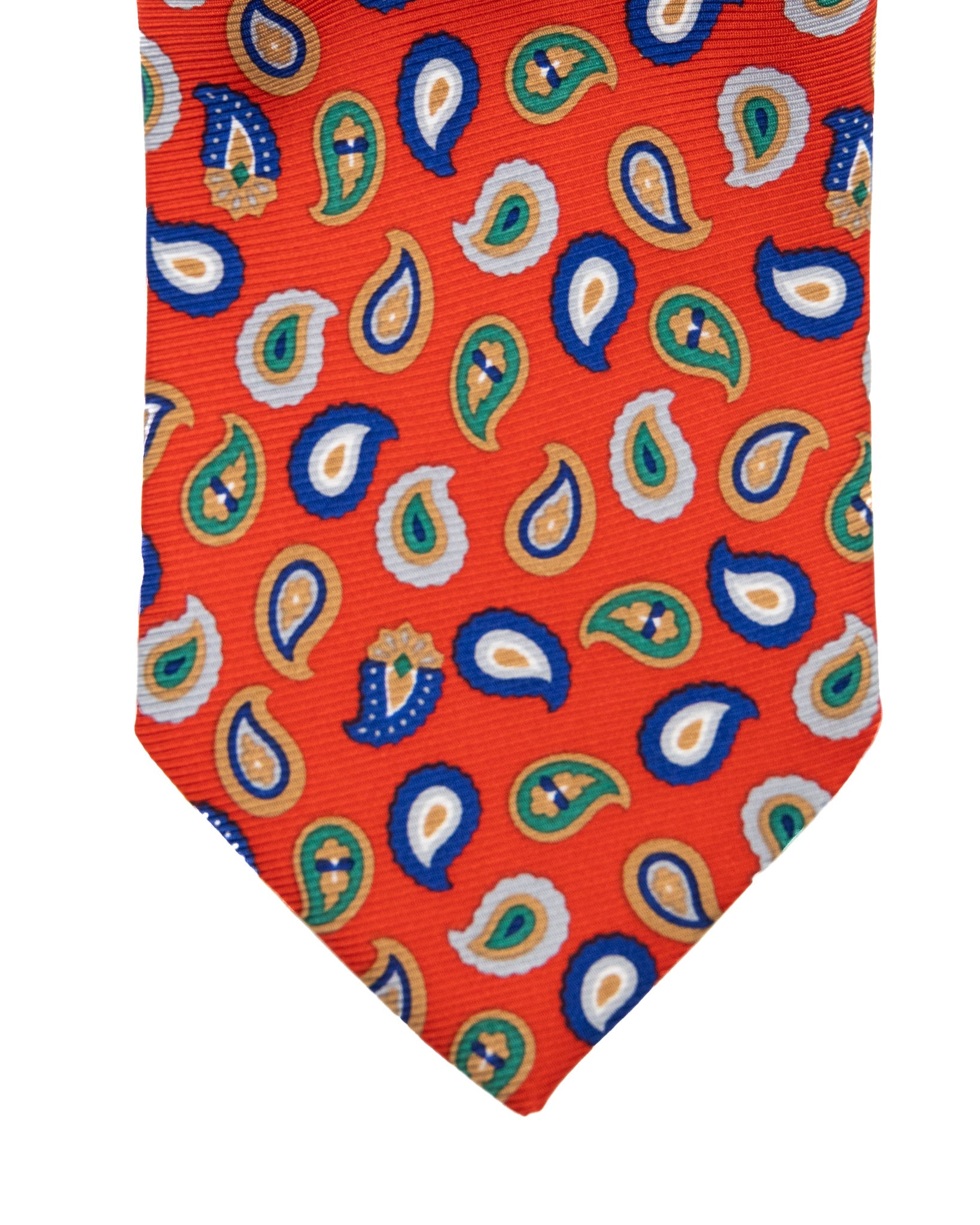 Tie - in red paisley printed silk