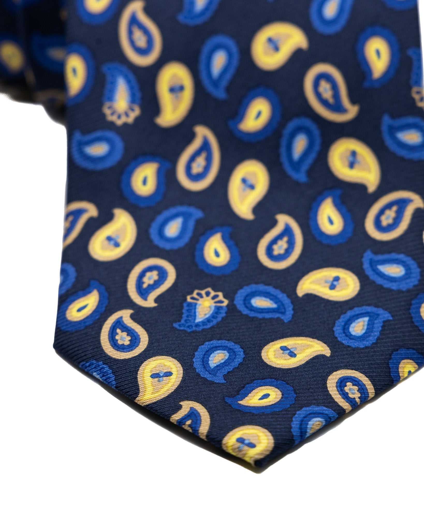 Tie - in blue paisley printed silk
