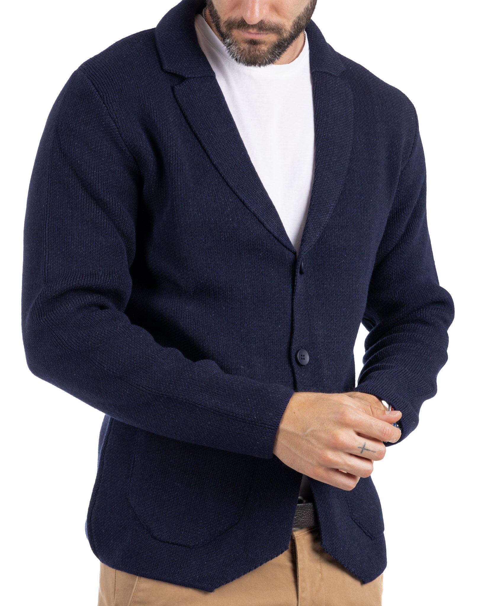 Laurent - cardigan bleu en maille