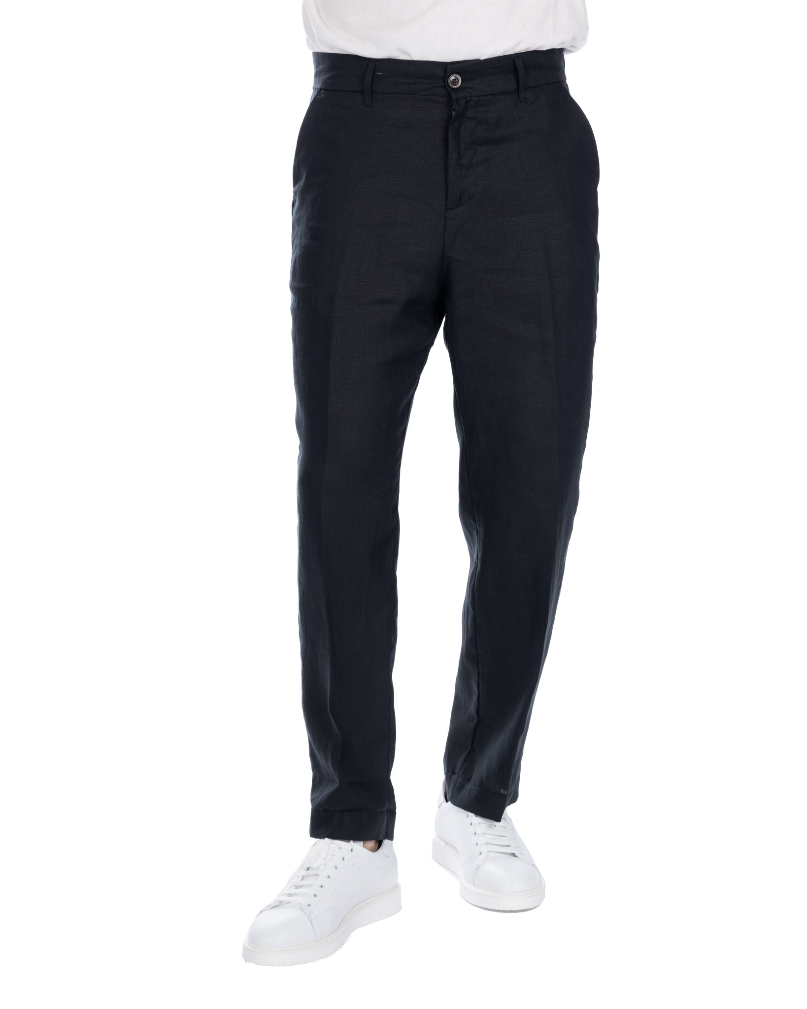 Lucas - pantalon large noir en pur lin