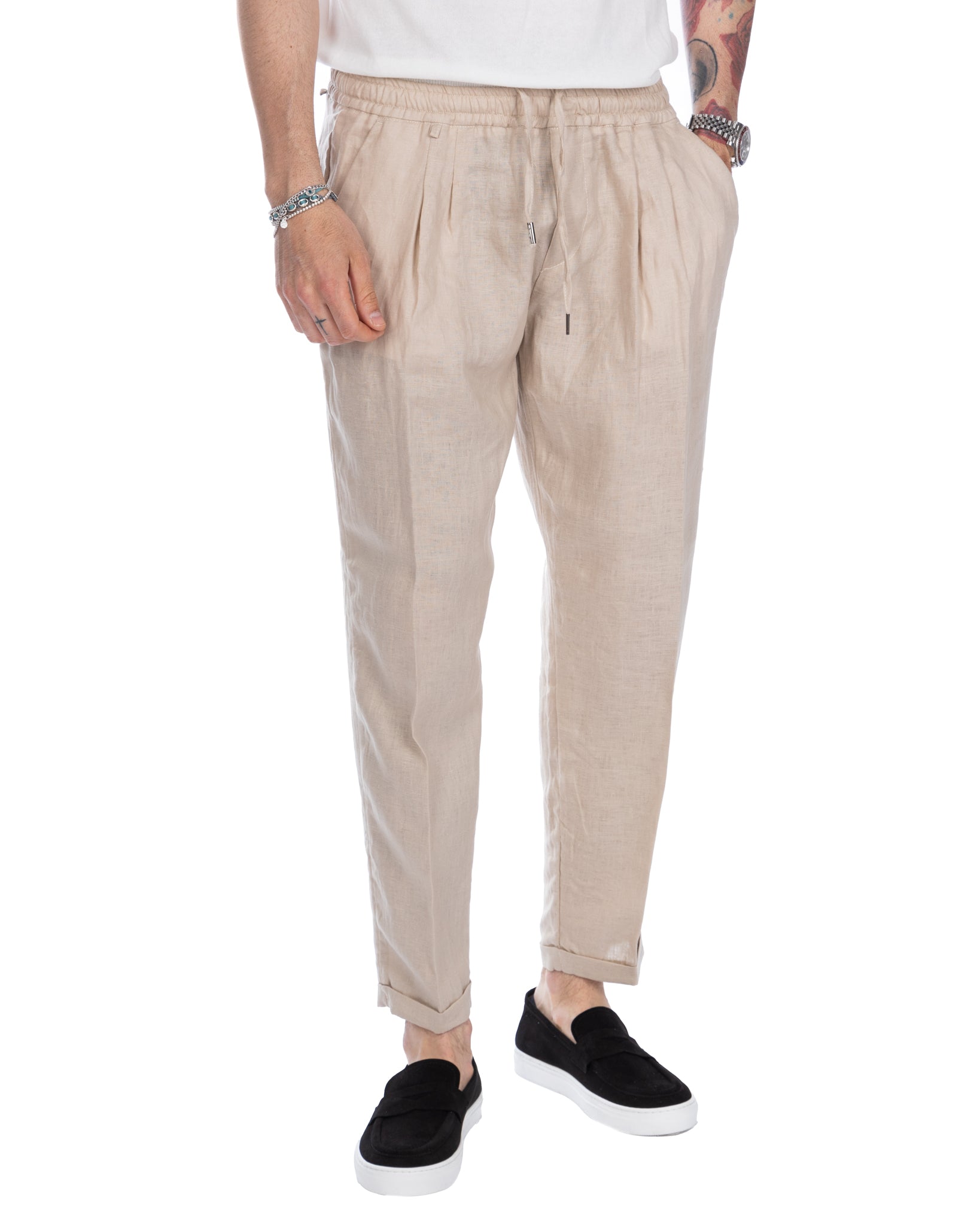 Colin - pure linen twine trousers