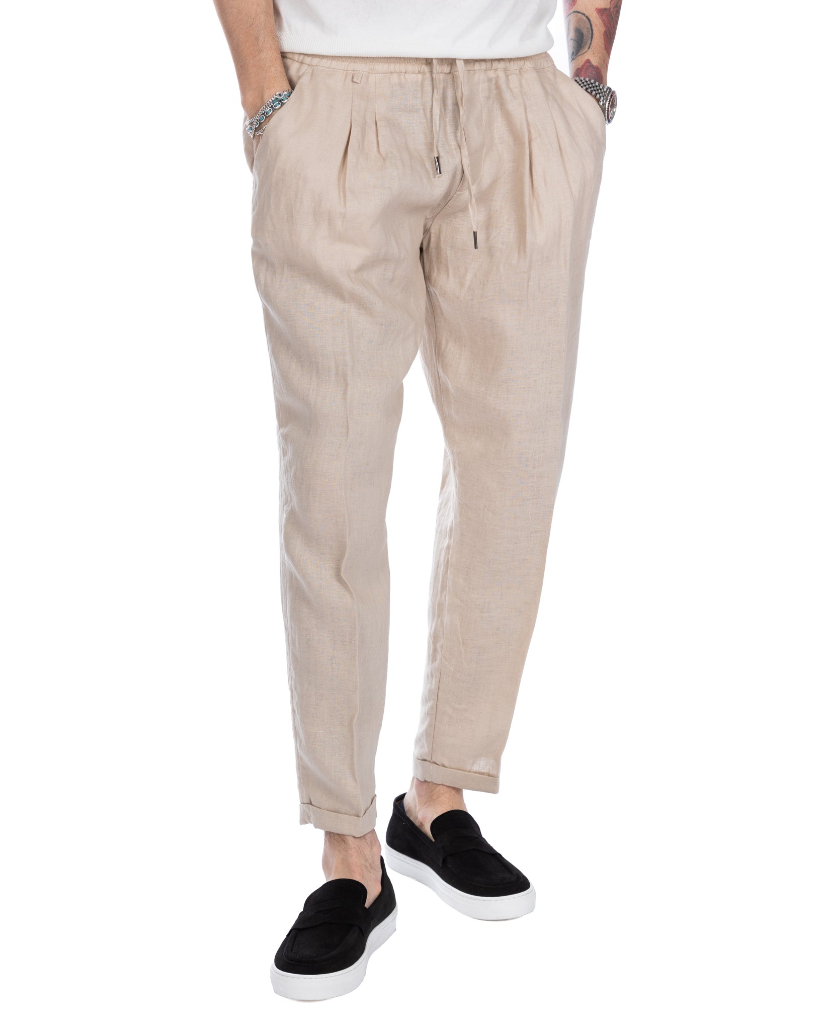 Colin - pure linen twine trousers