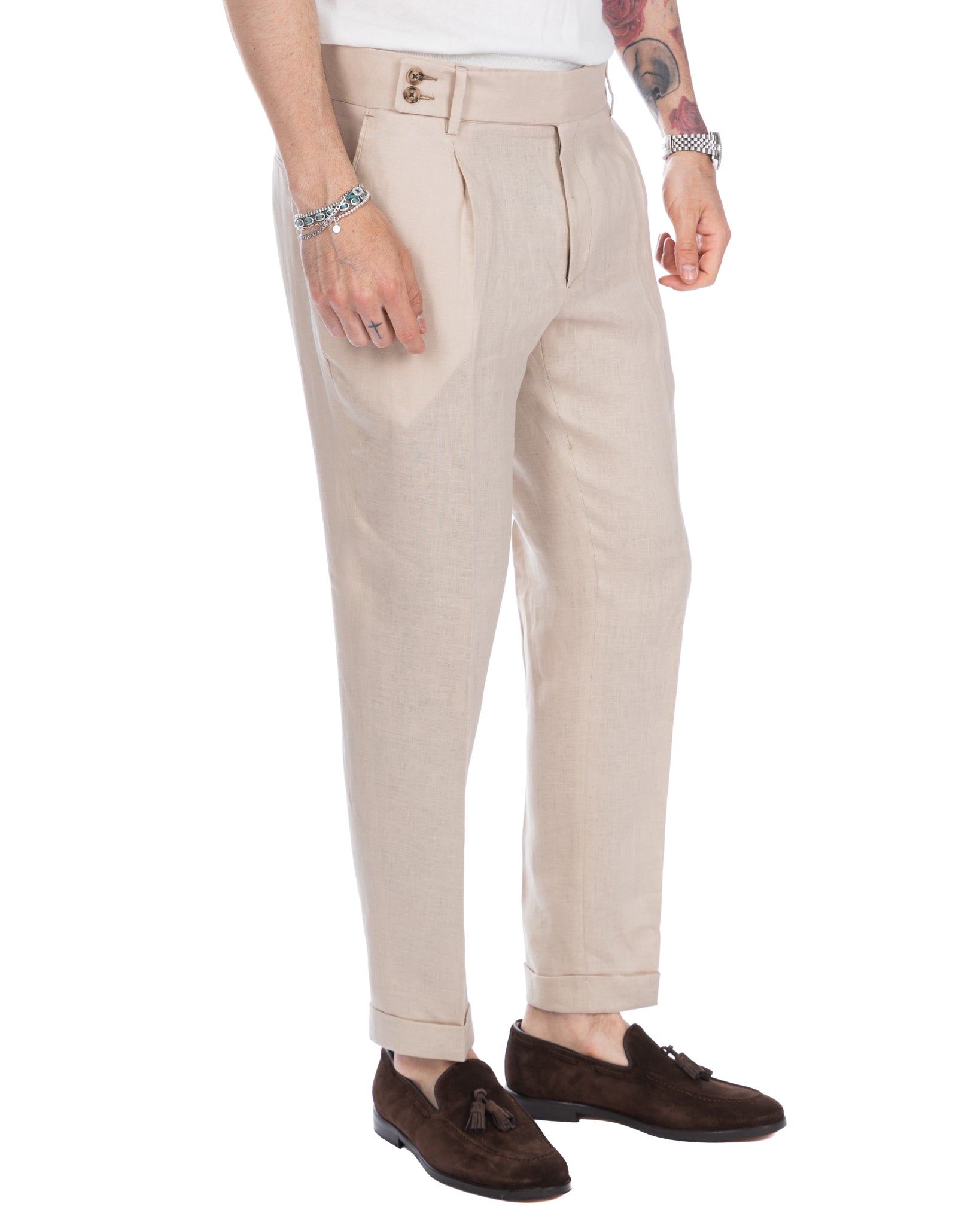 Sorso - high-waisted trousers in pure linen