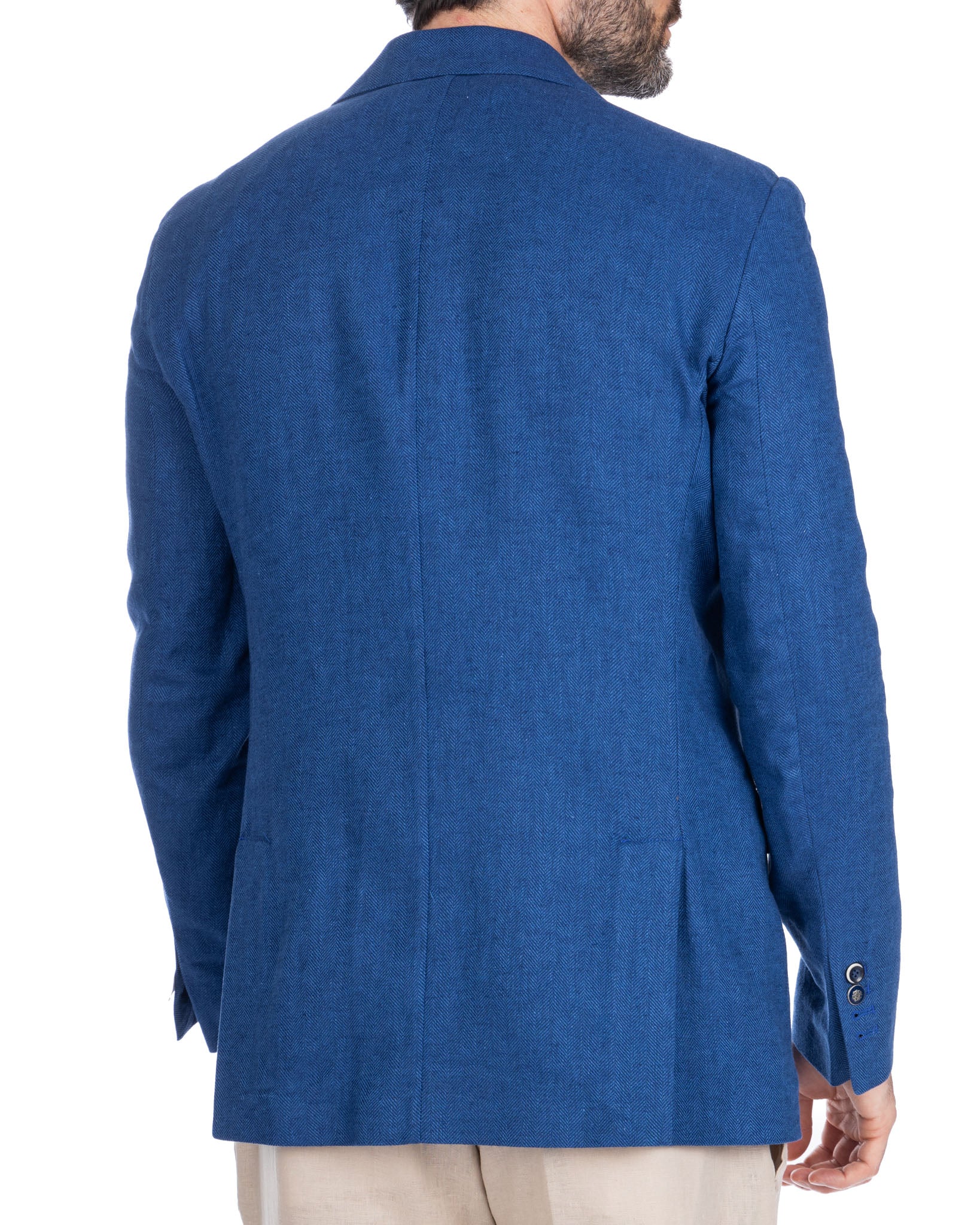 Treia - single-breasted blue herringbone jacket