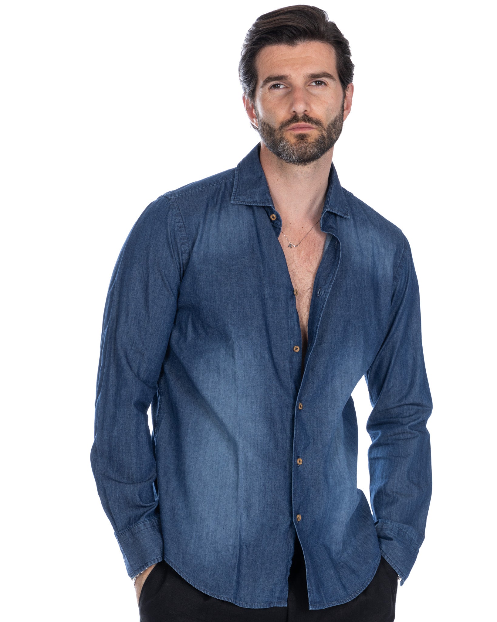Mark - chemise en jean délavé foncé
