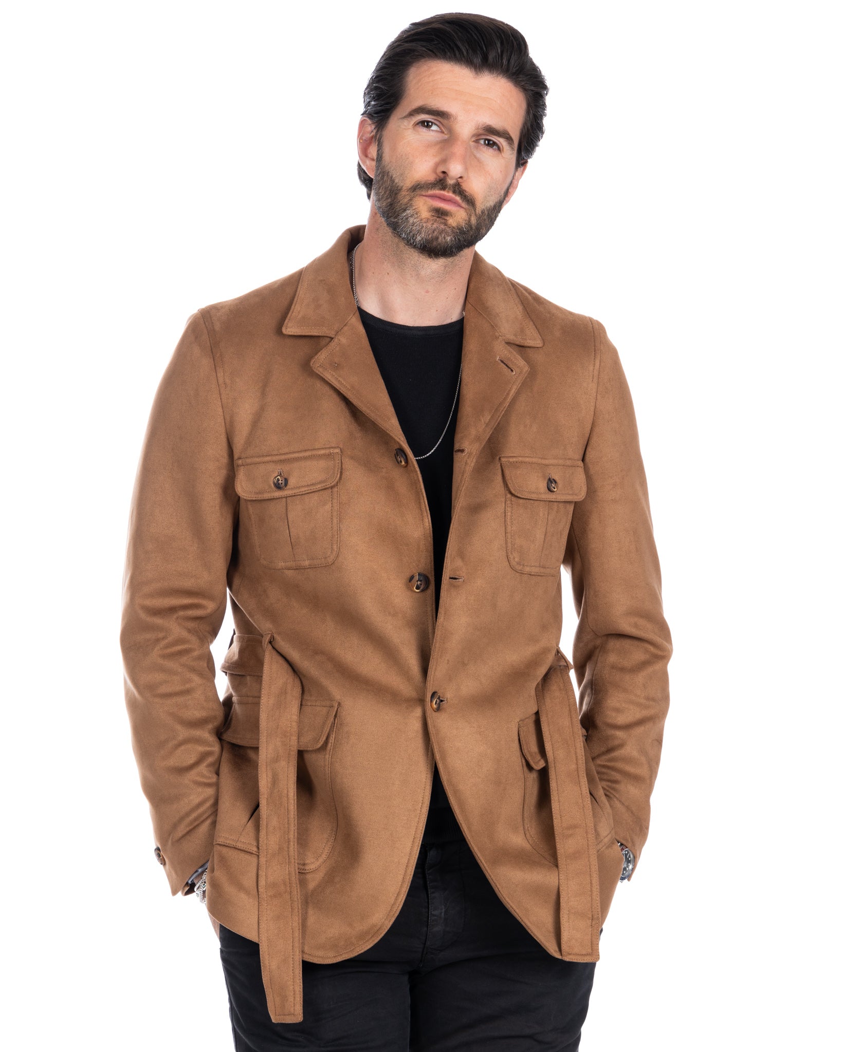Levante - safari jacket in camel suede