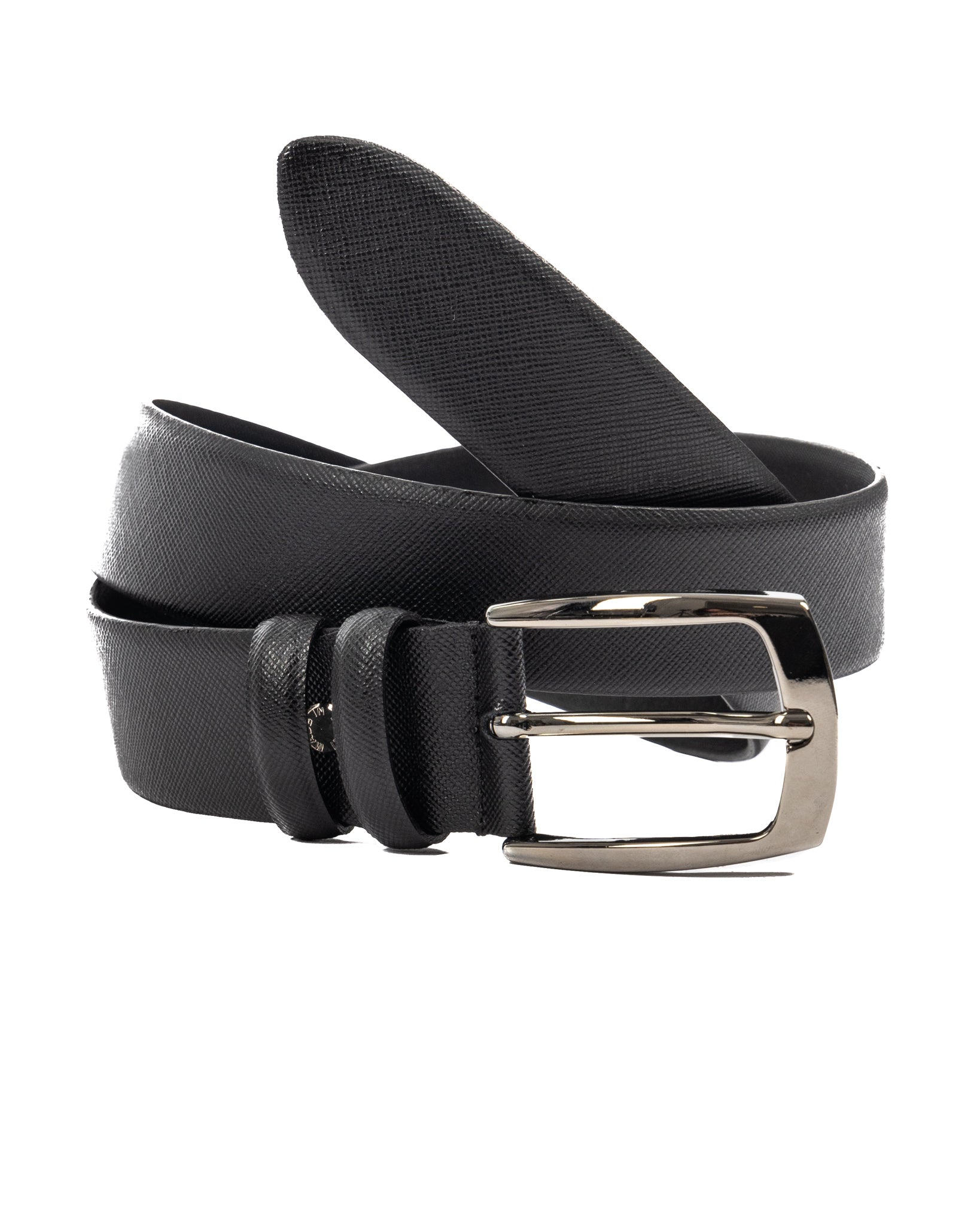 Capalbio - ceinture en cuir saffiano noir