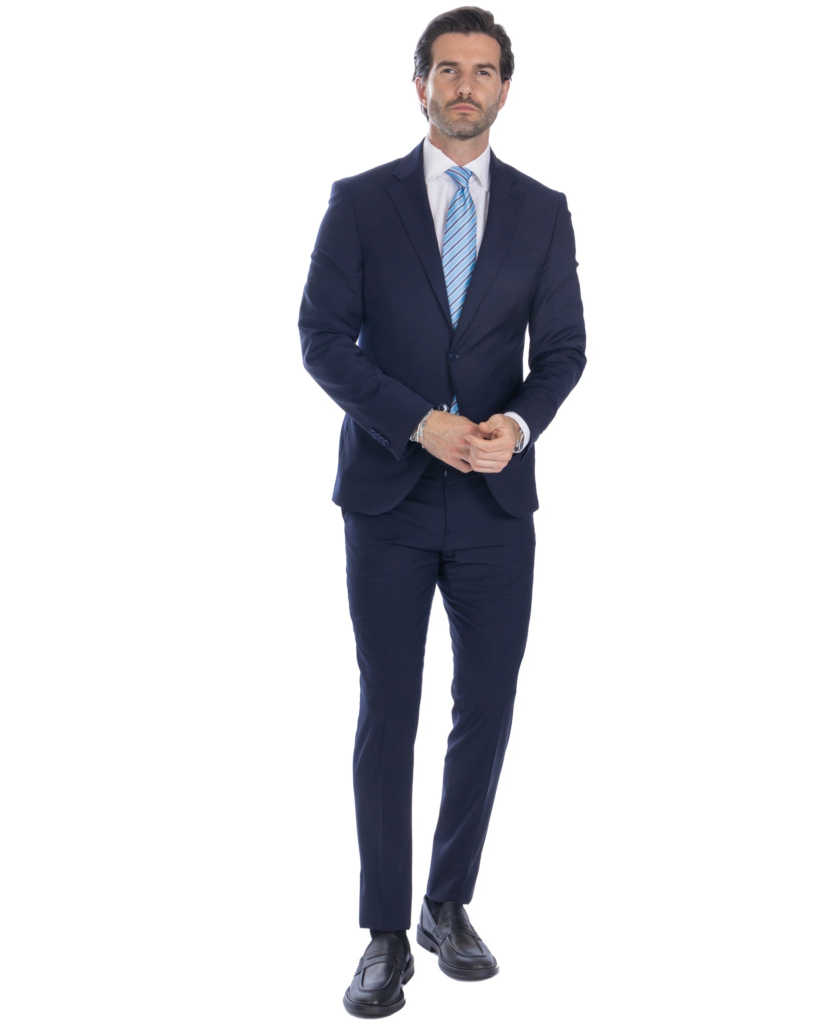New york - blue single-breasted wool suit
