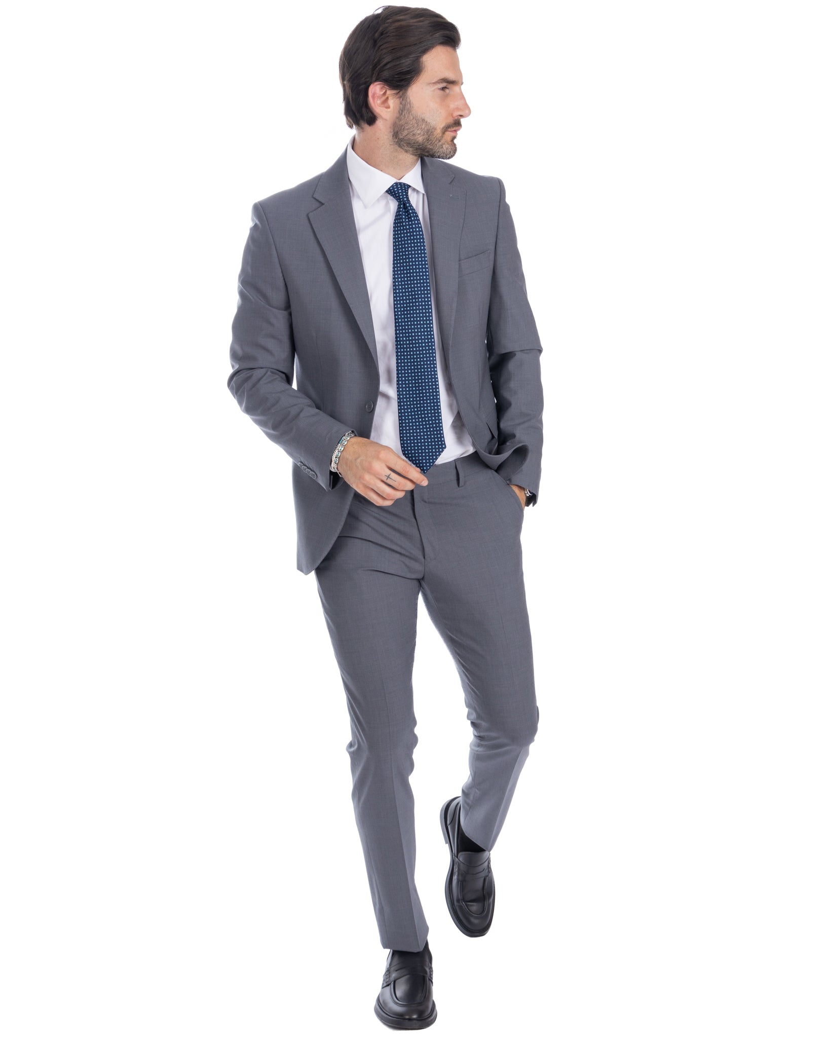 New york - gray wool single-breasted suit