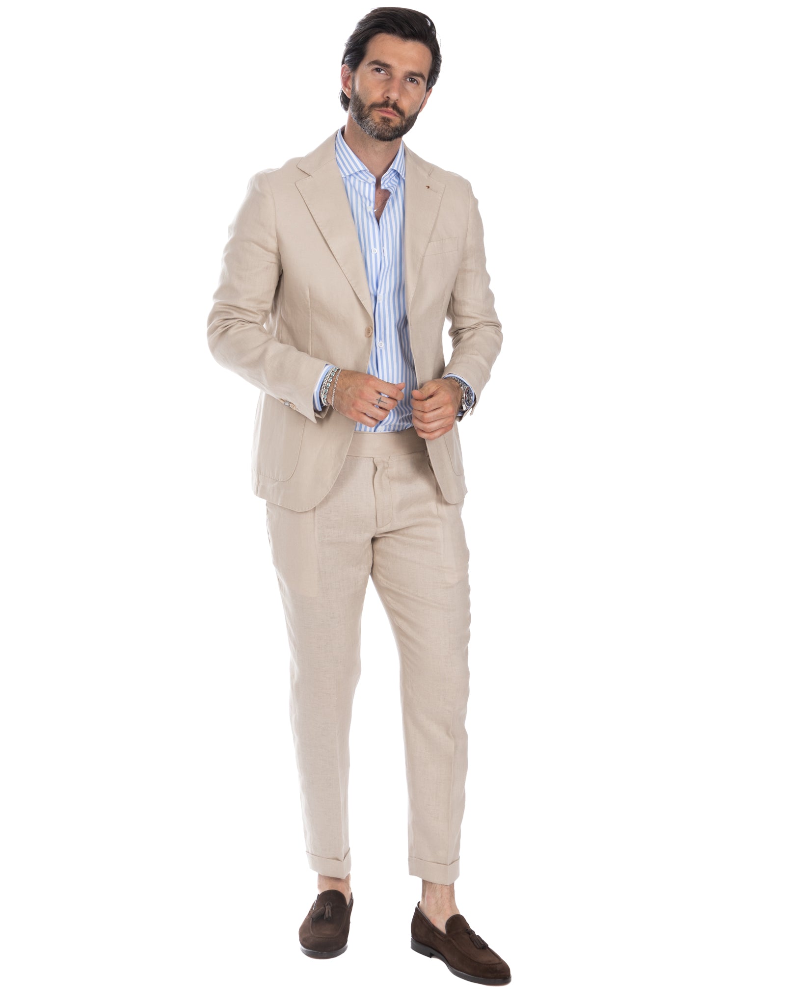 Bosa e Sorso - beige linen single-breasted suit