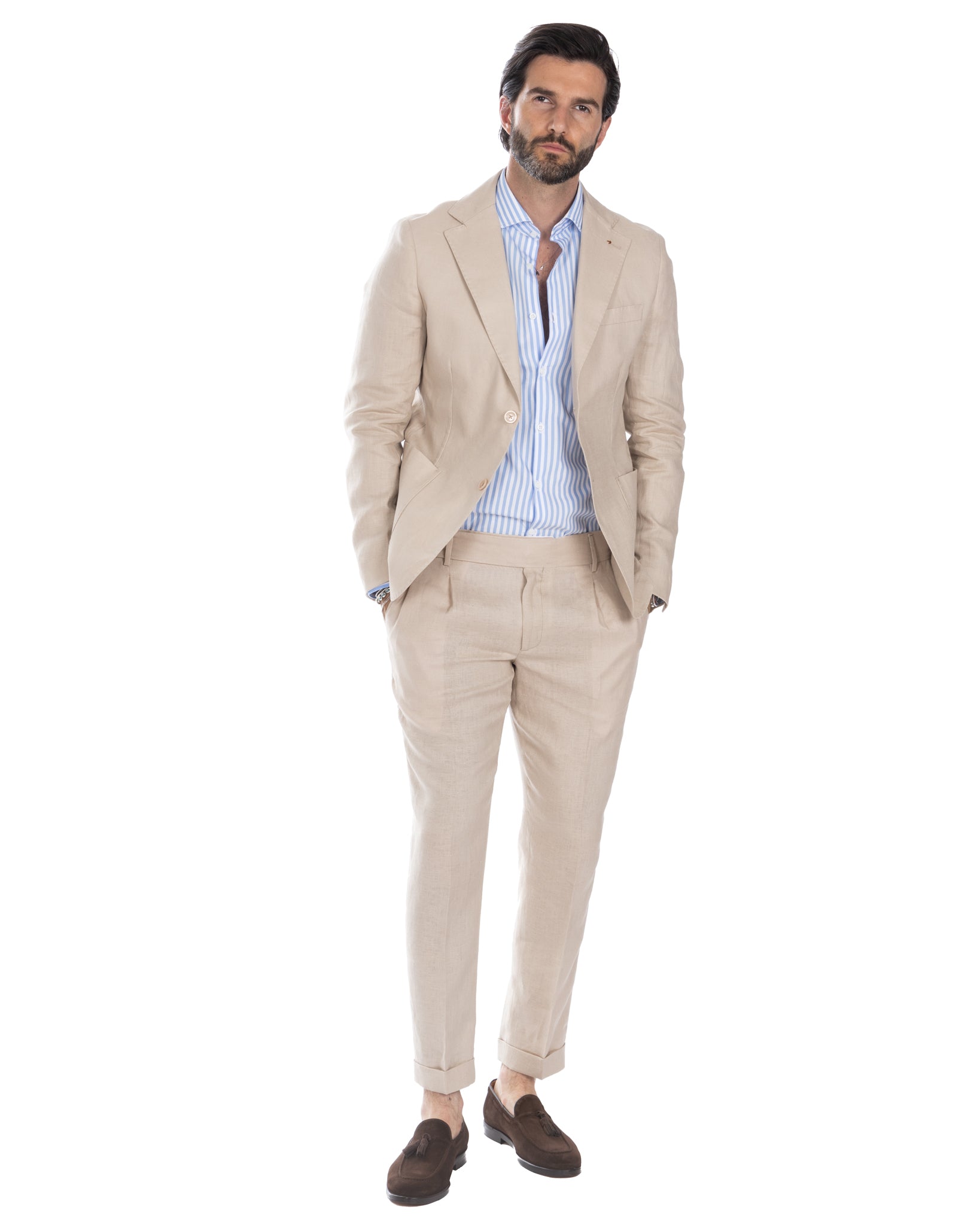 Bosa e Sorso - beige linen single-breasted suit