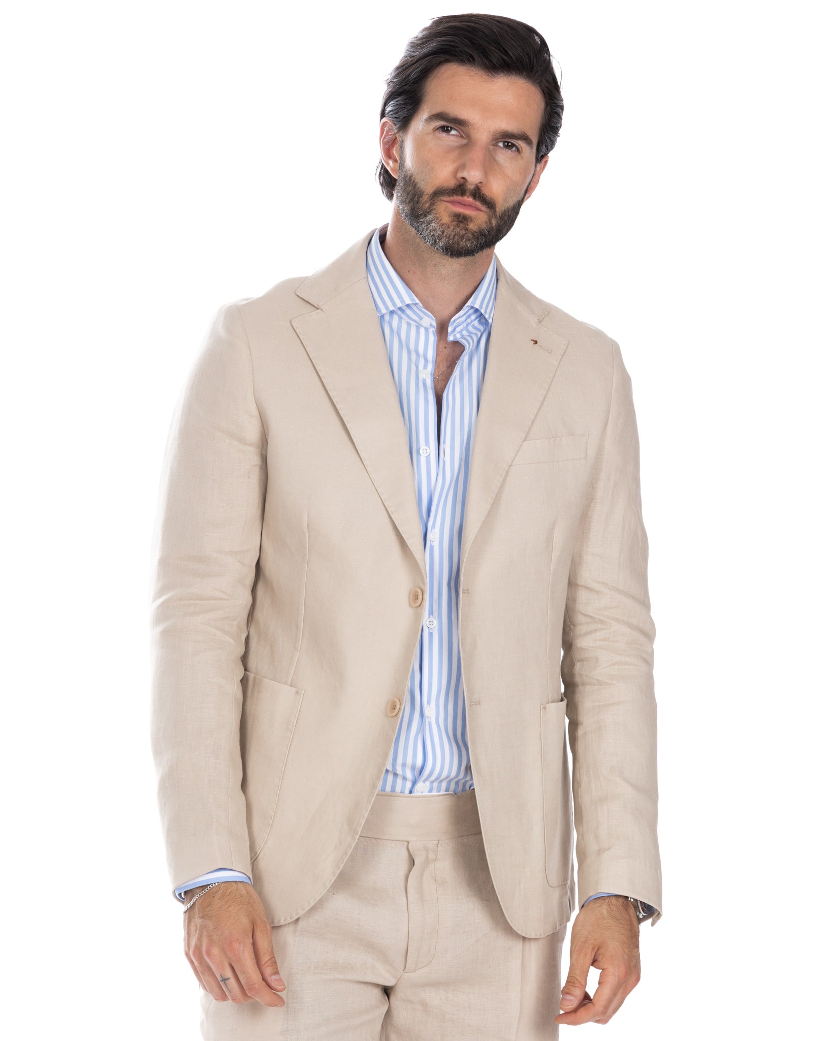 Bosa - single-breasted pure linen twine jacket