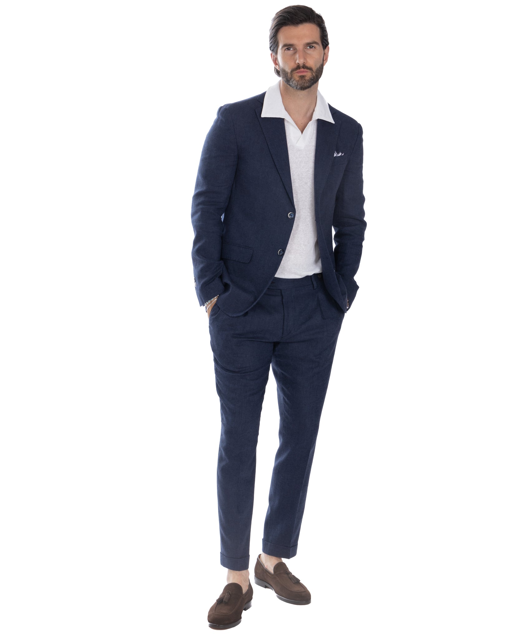 Treia - blue herringbone single-breasted jacket