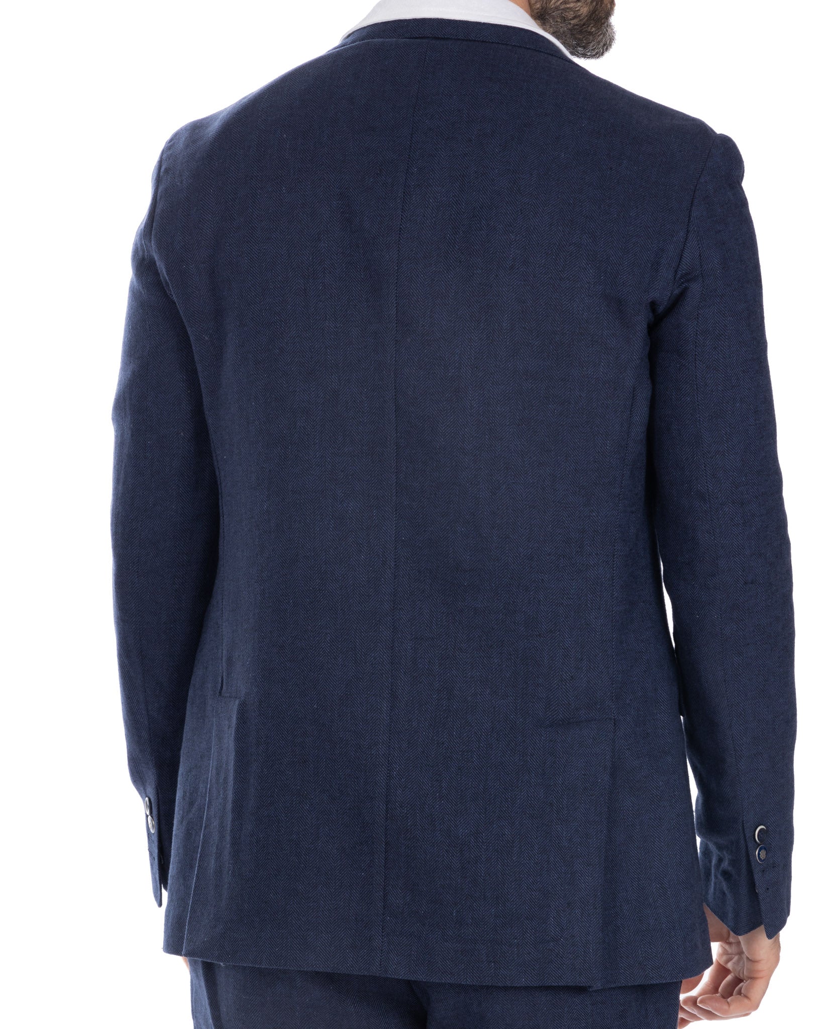 Treia - blue herringbone single-breasted jacket