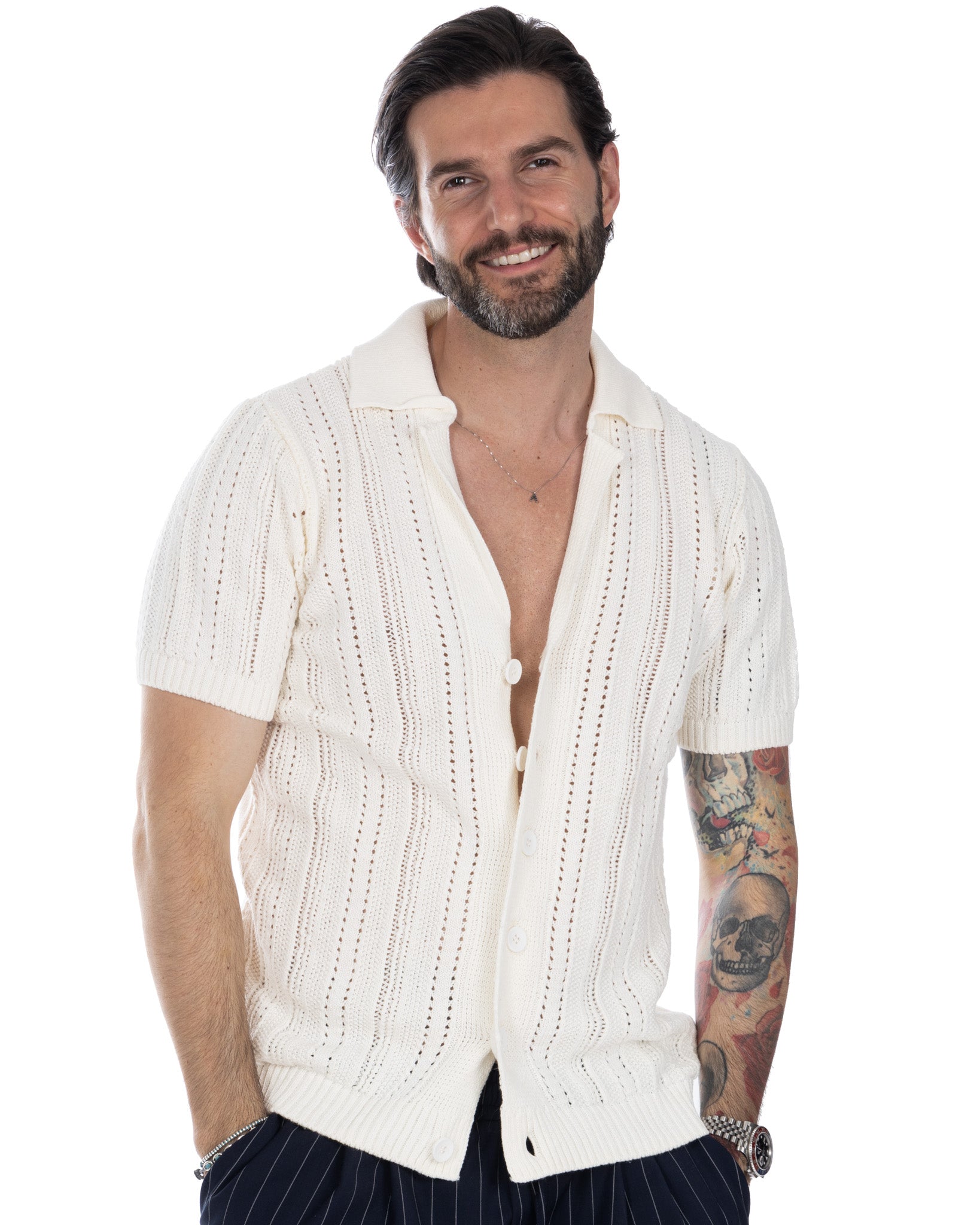 Novak - cream knitted shirt