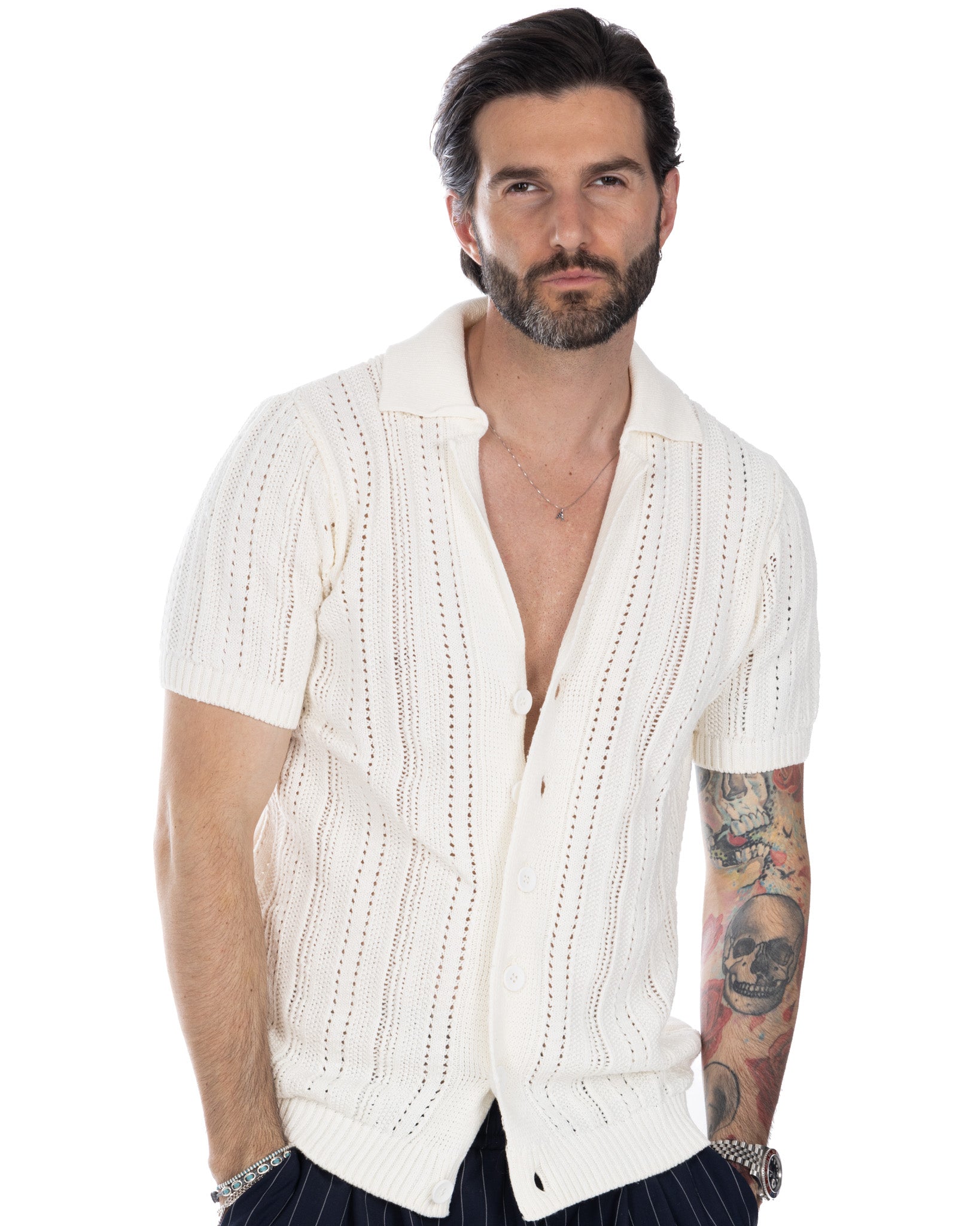 Novak - cream knitted shirt