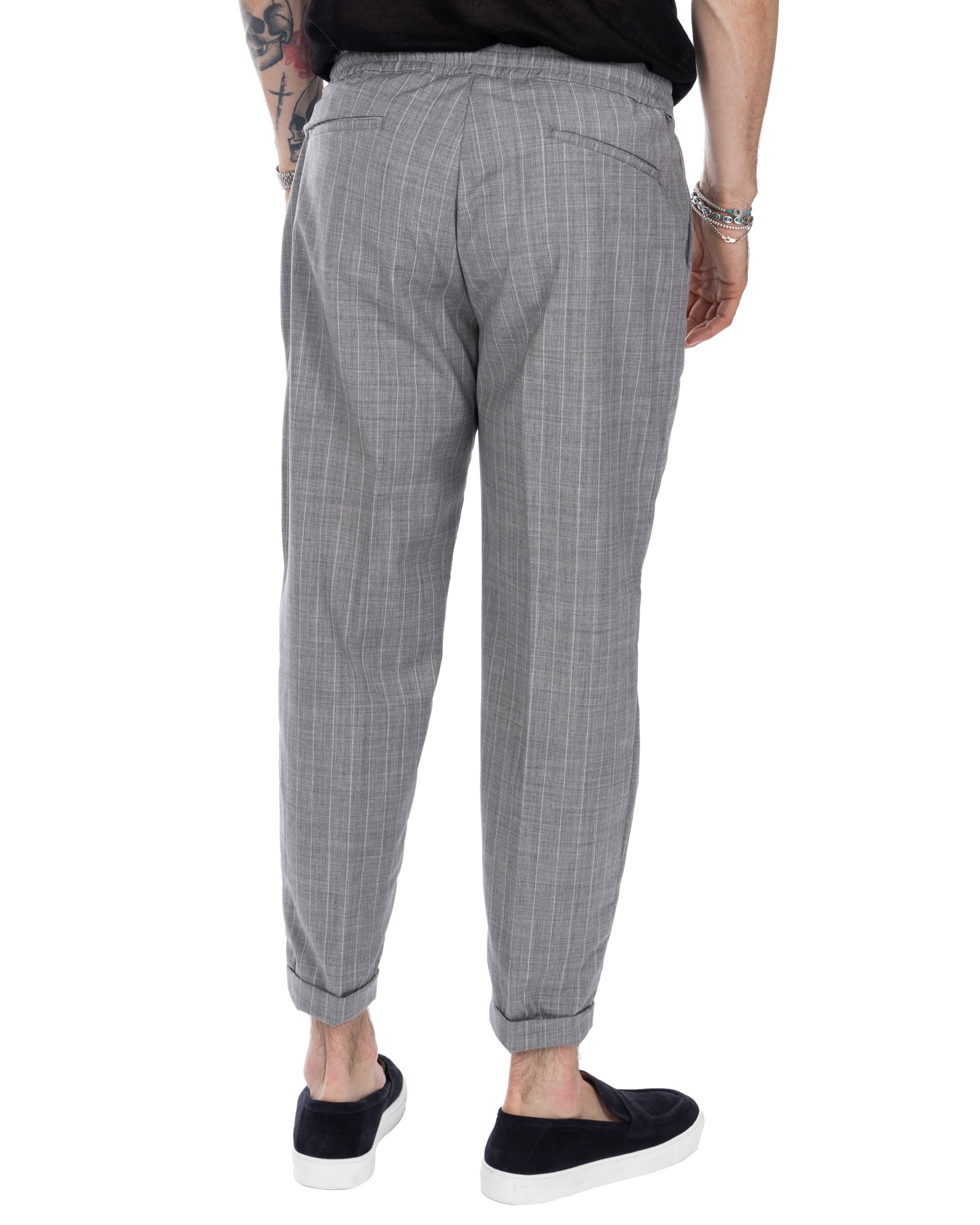 Elijah - gray pinstripe trousers in wool blend