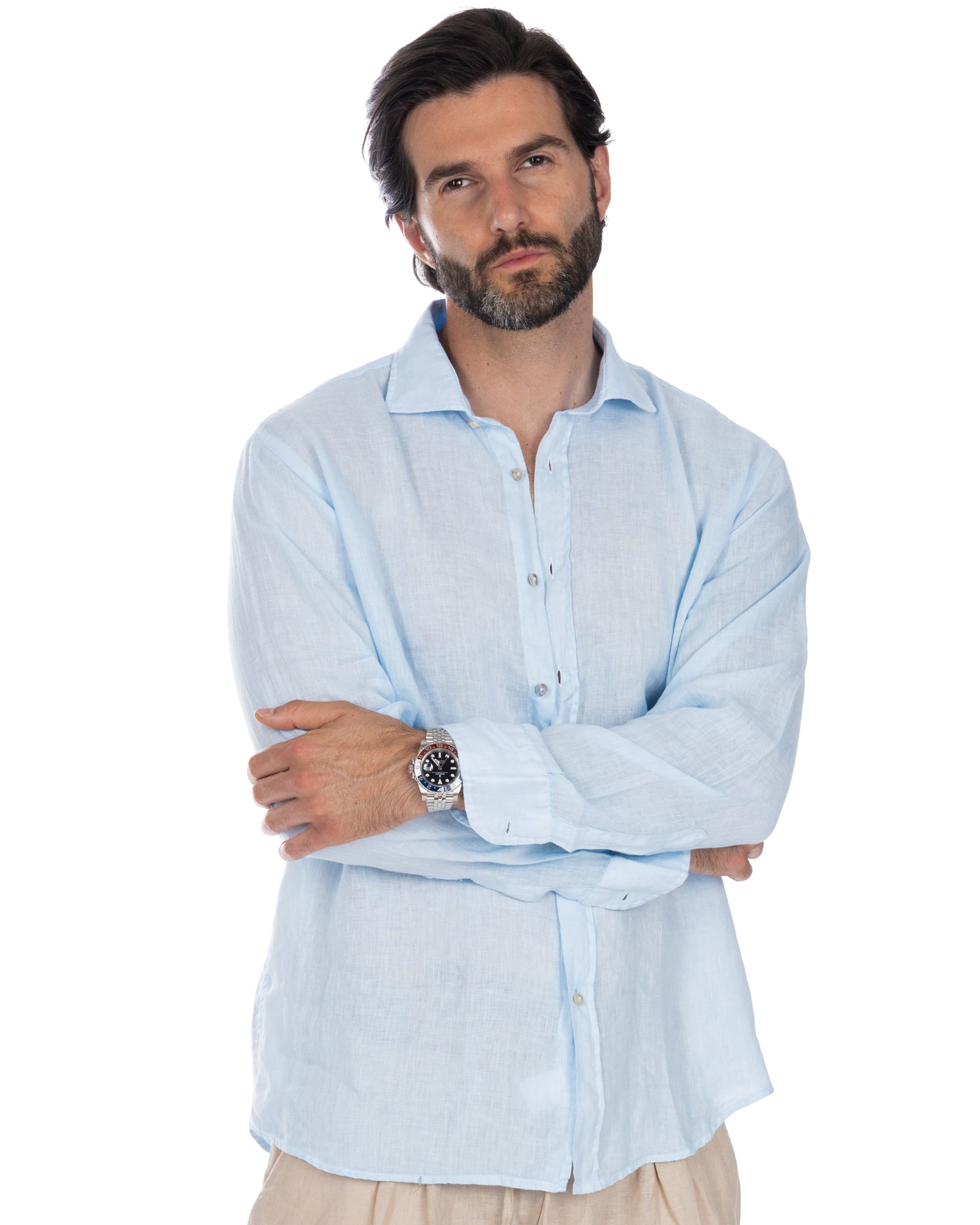 Montecarlo - sky pure linen shirt