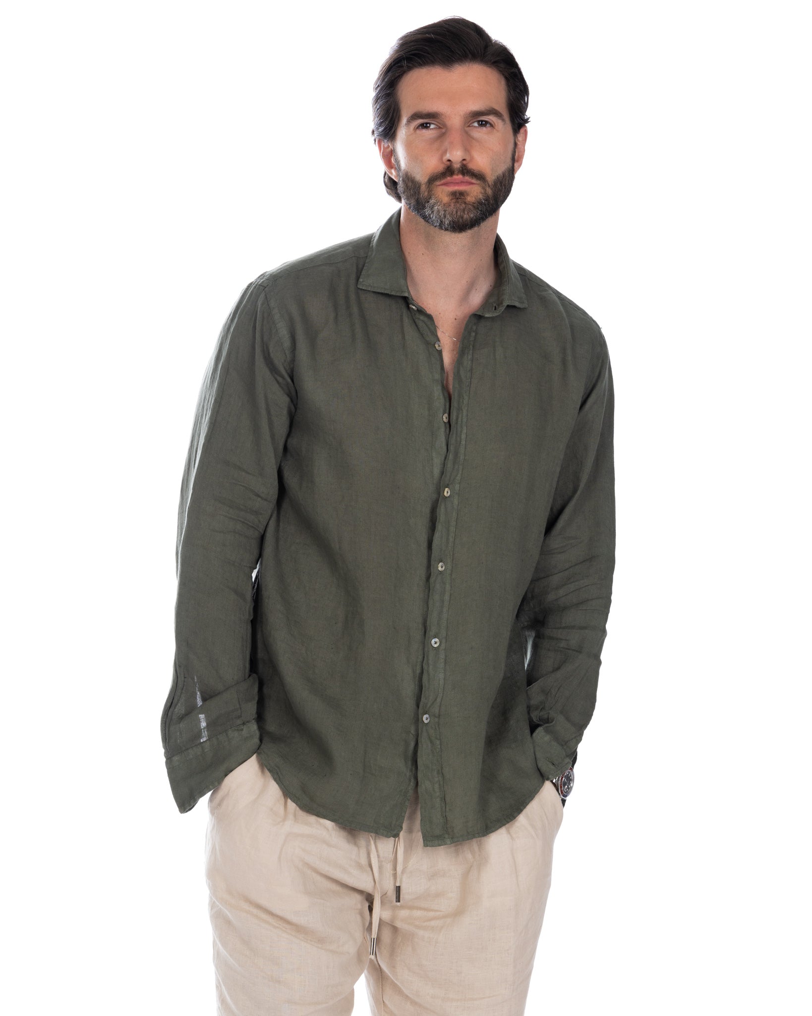 Montecarlo - camicia in puro lino militare