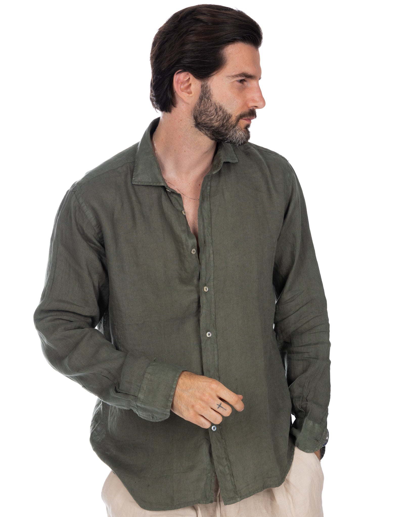 Montecarlo - shirt in pure military linen