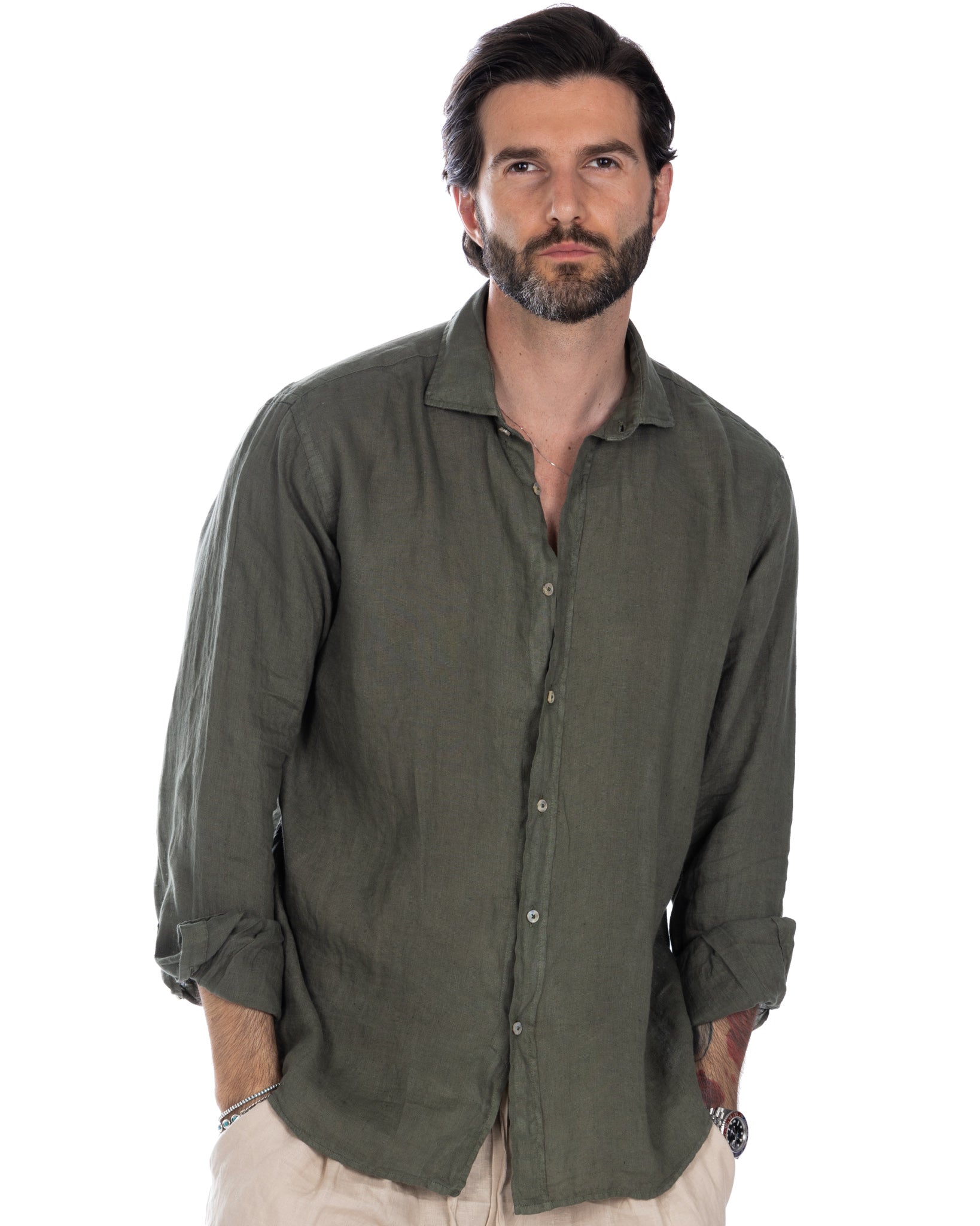 Montecarlo - shirt in pure military linen