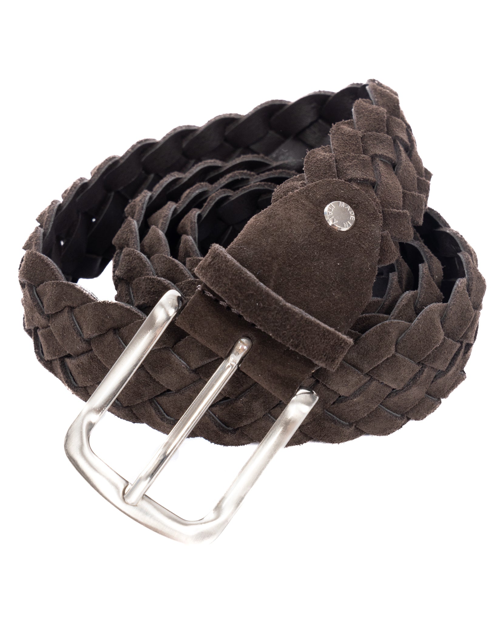 Chianti - dark brown suede belt with wide weave