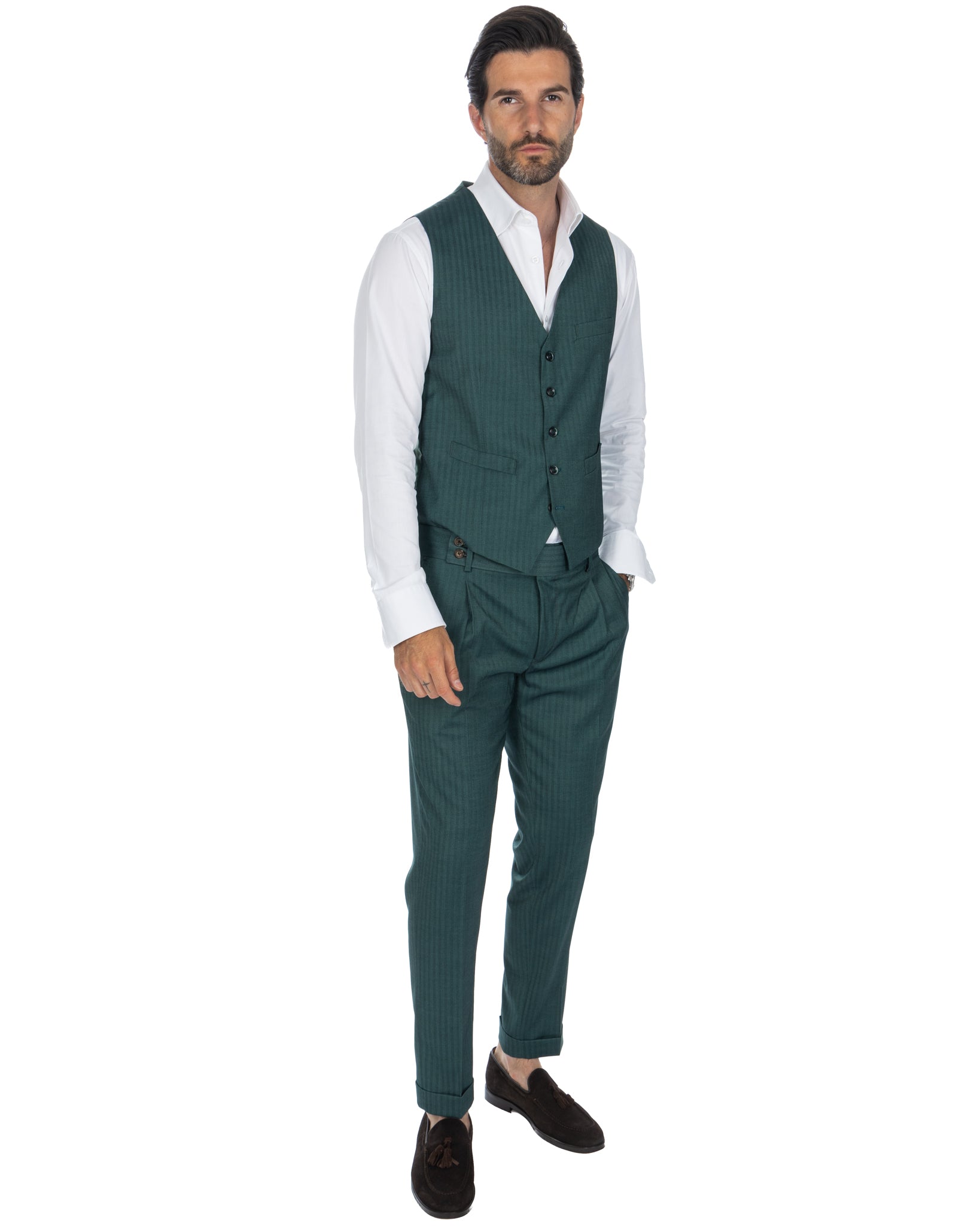 Lyon - green solaro single-breasted waistcoat