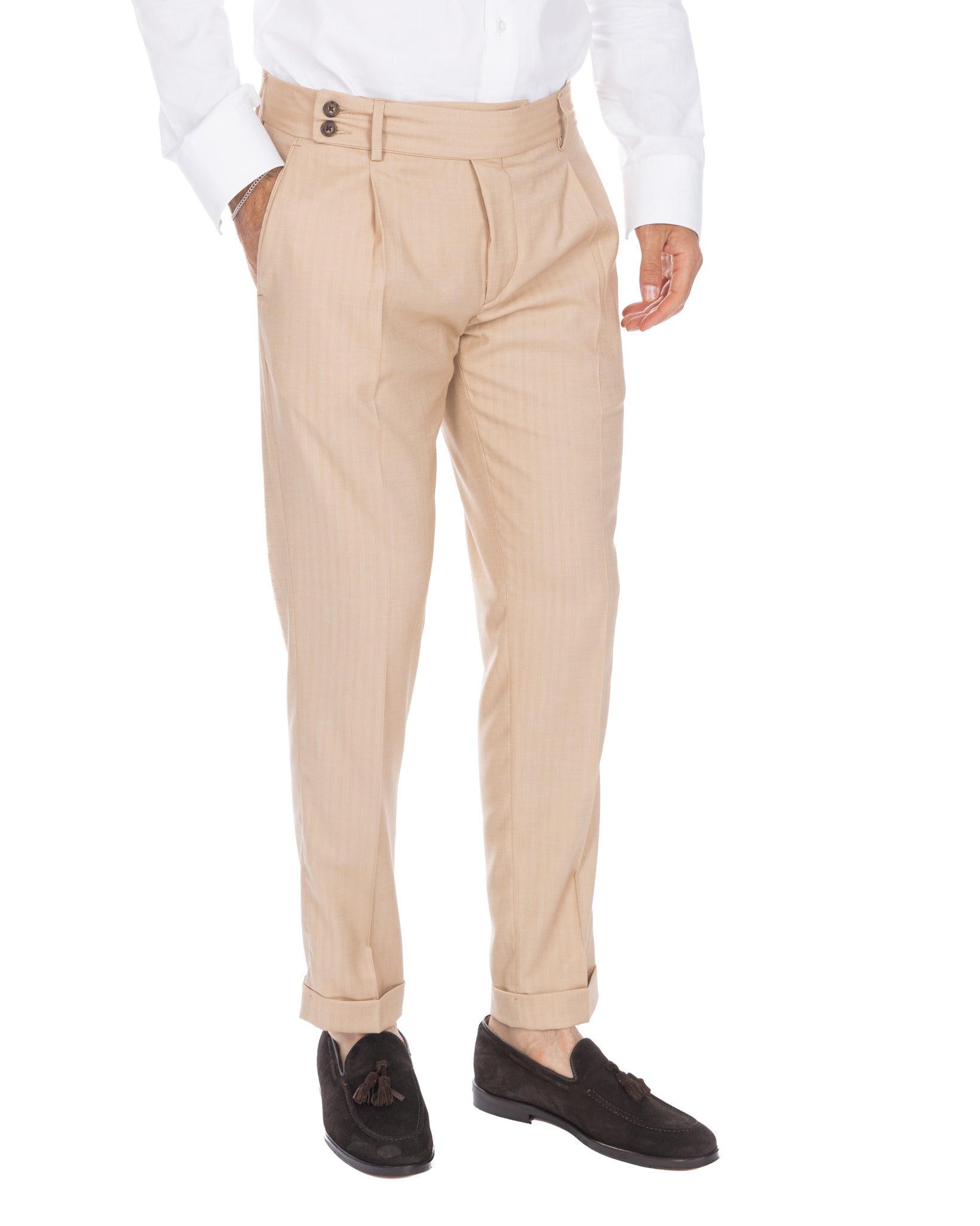 Colonia - pantalone vita alta solaro beige