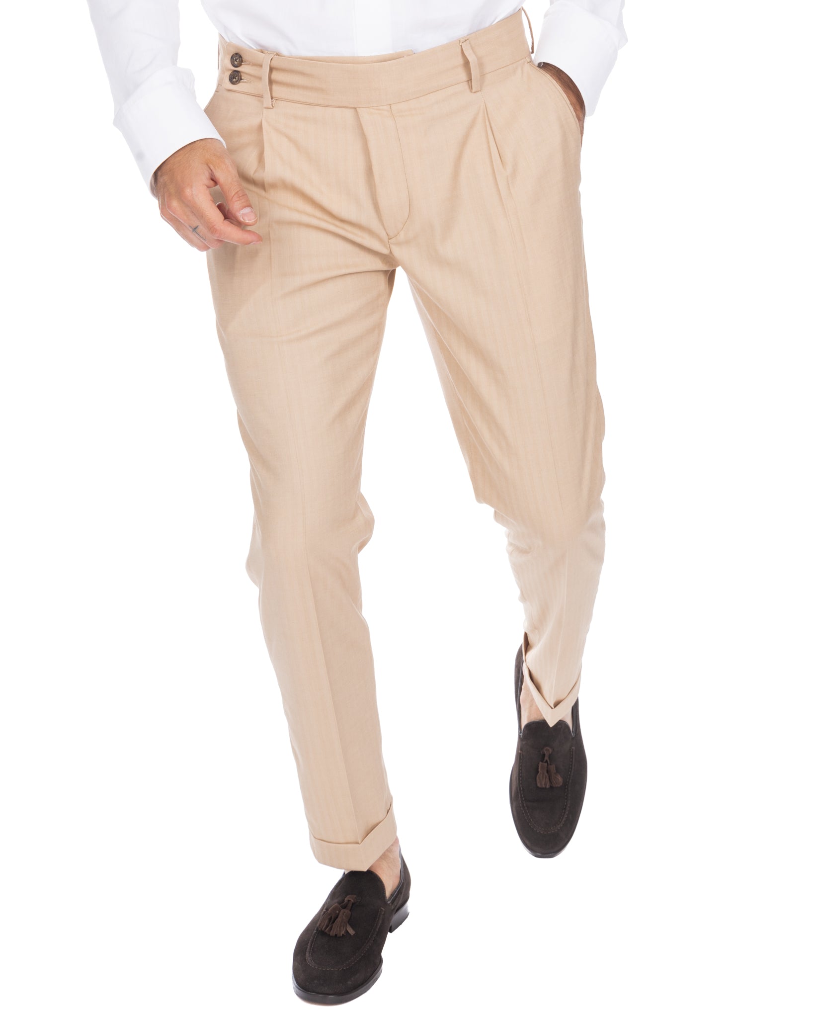 Colonia - beige solaro high-waisted trousers