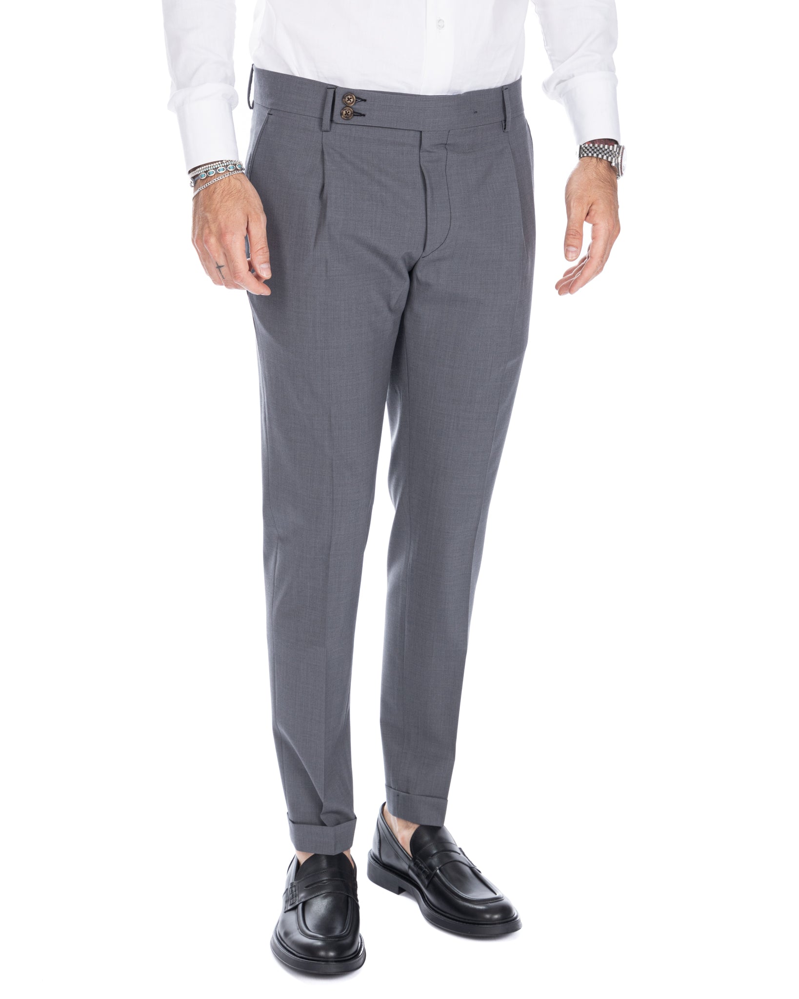 Queens - pantalone grigio in lana