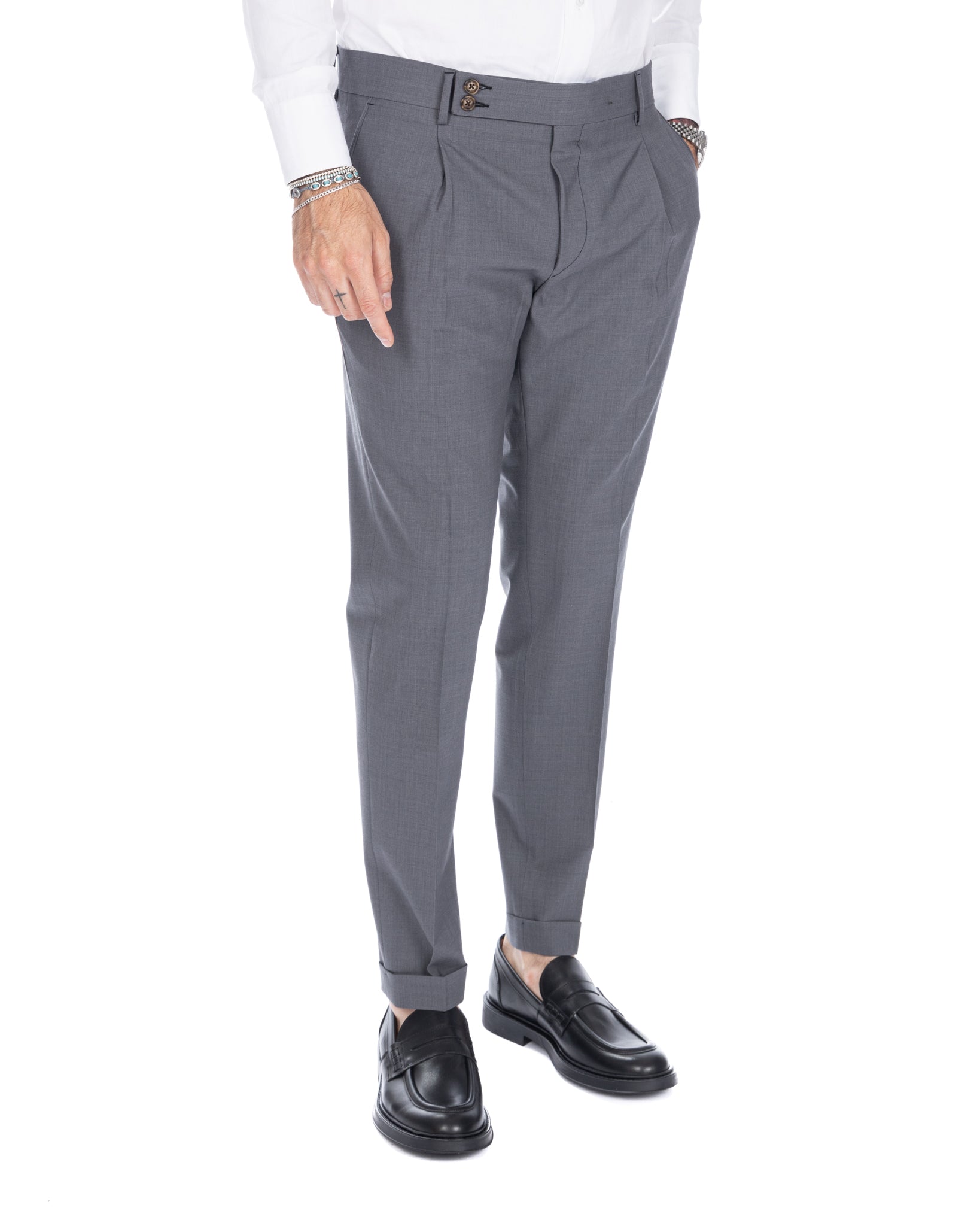 Queens - pantalone grigio in lana