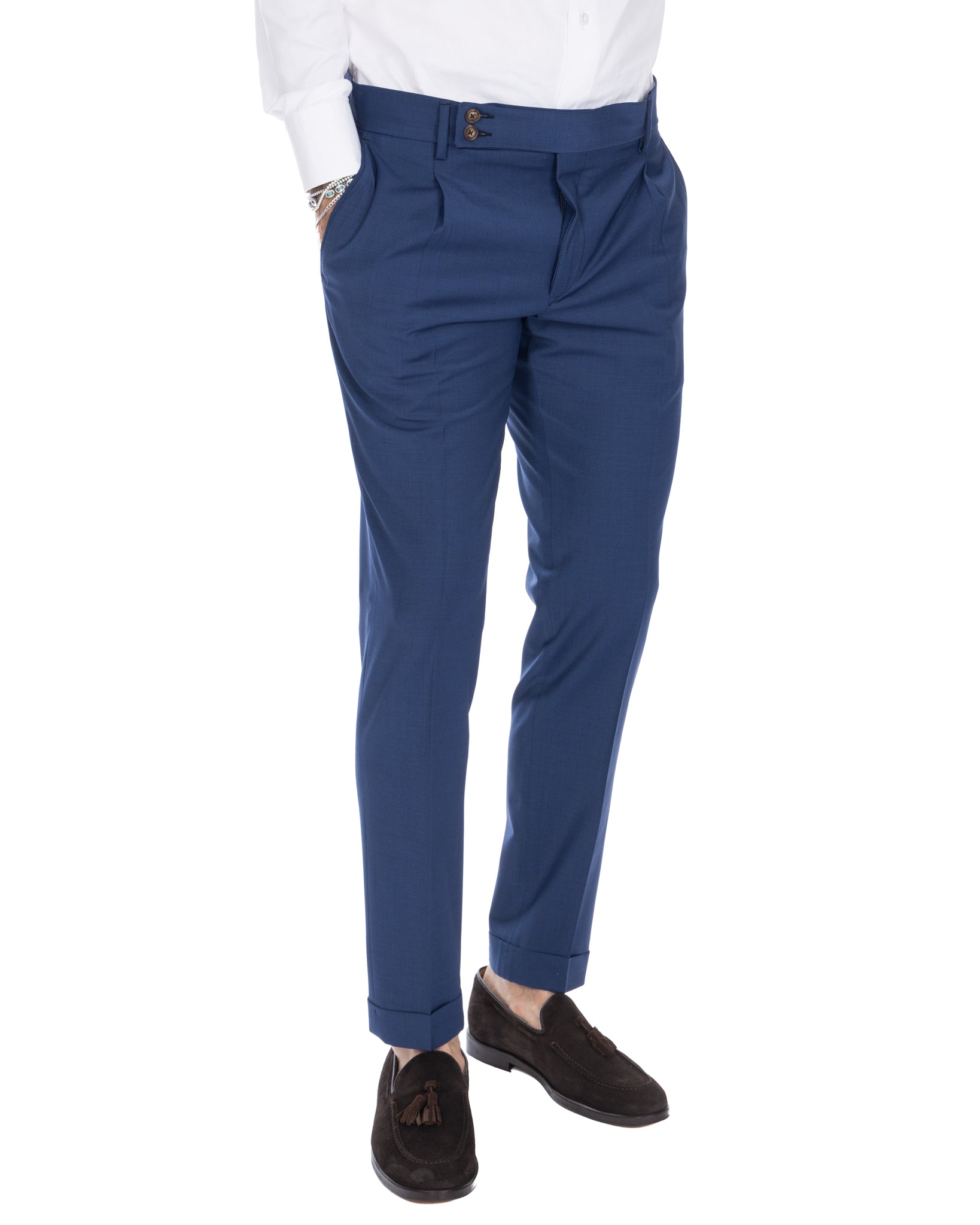 Queens - pantalon en laine bleu