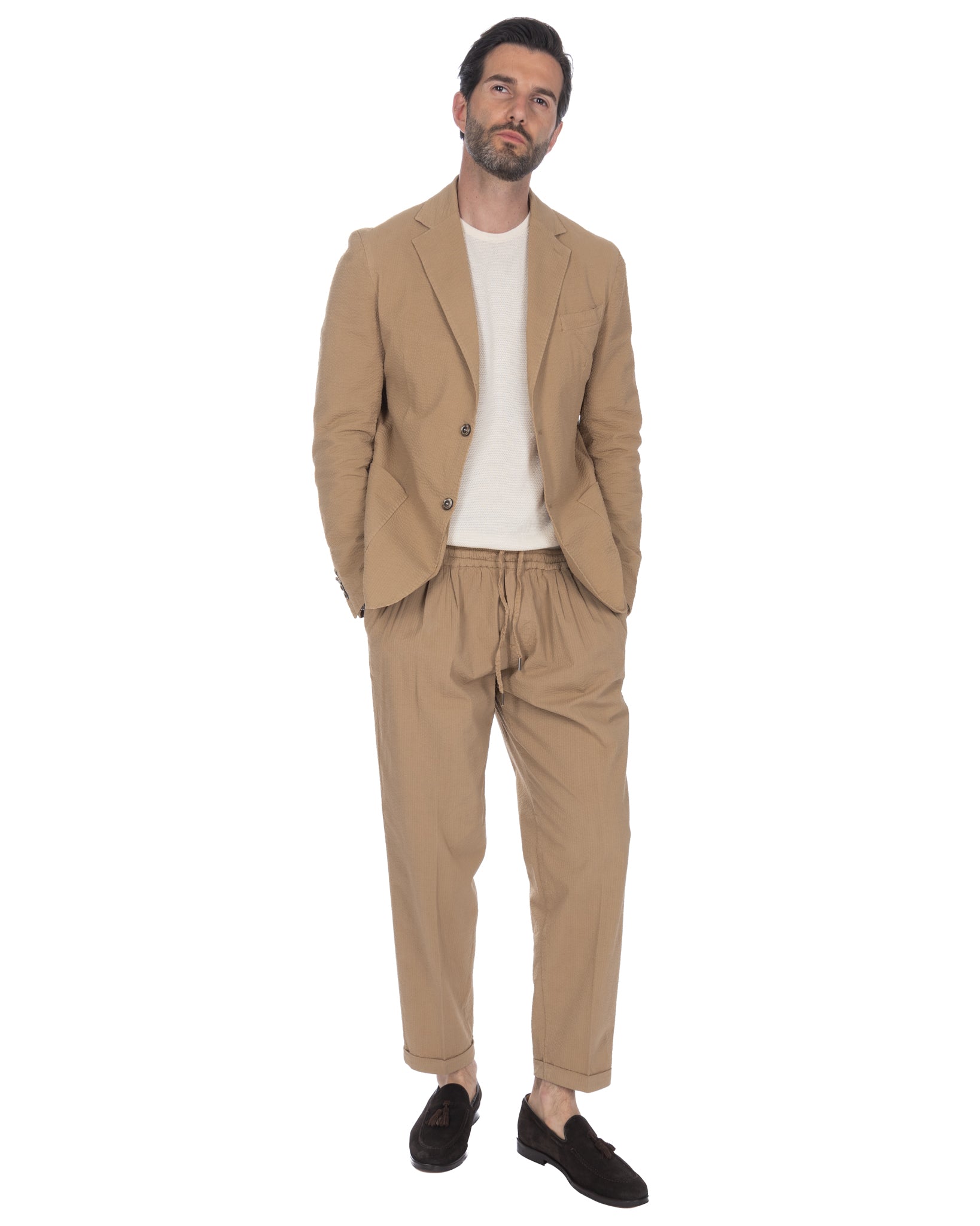 Liam - pantalon gaufré camel