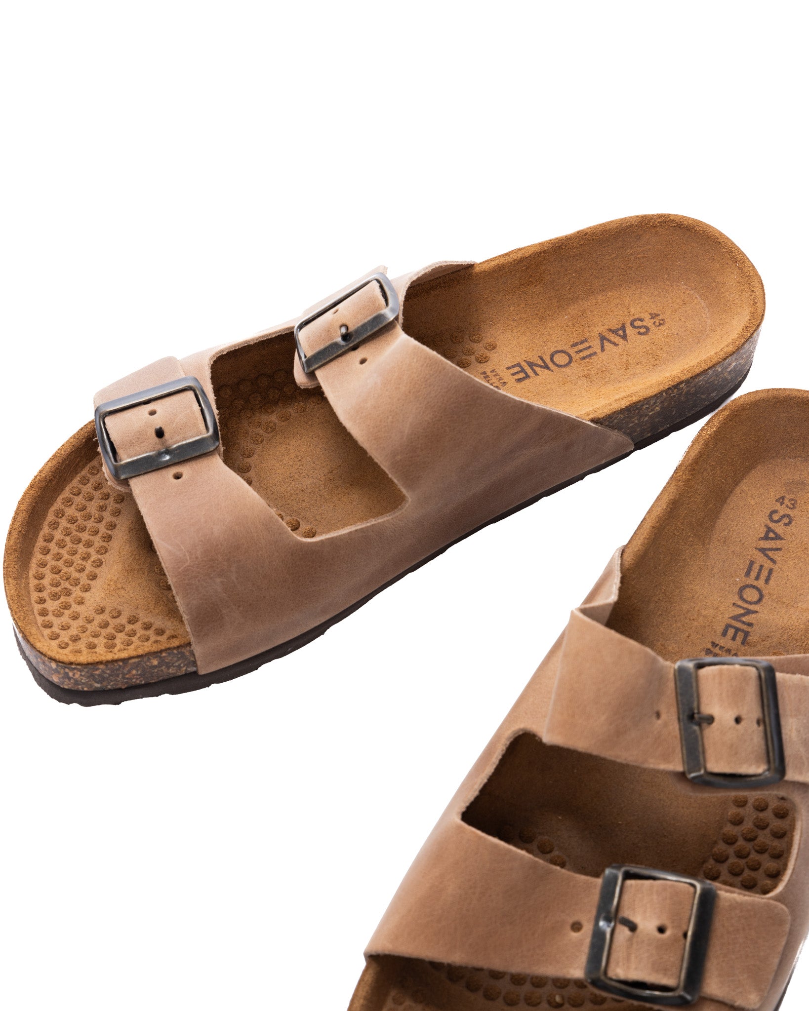 Omar - camel washed leather slippers