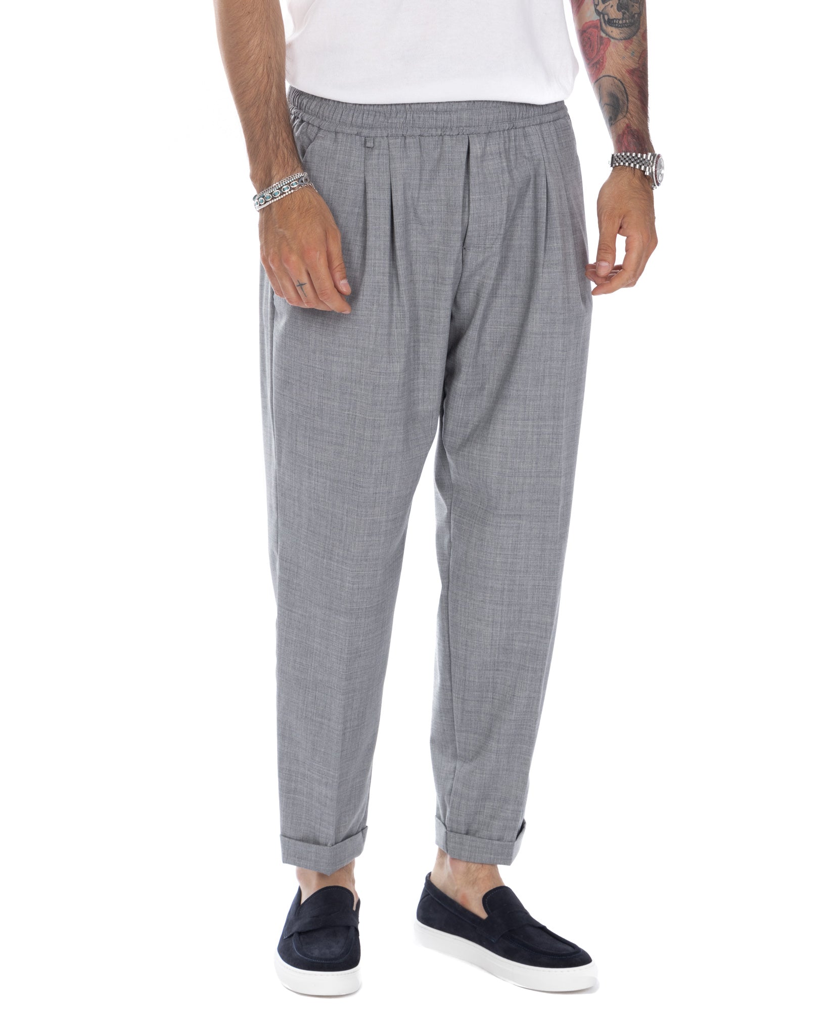 Larry - light gray wool blend trousers