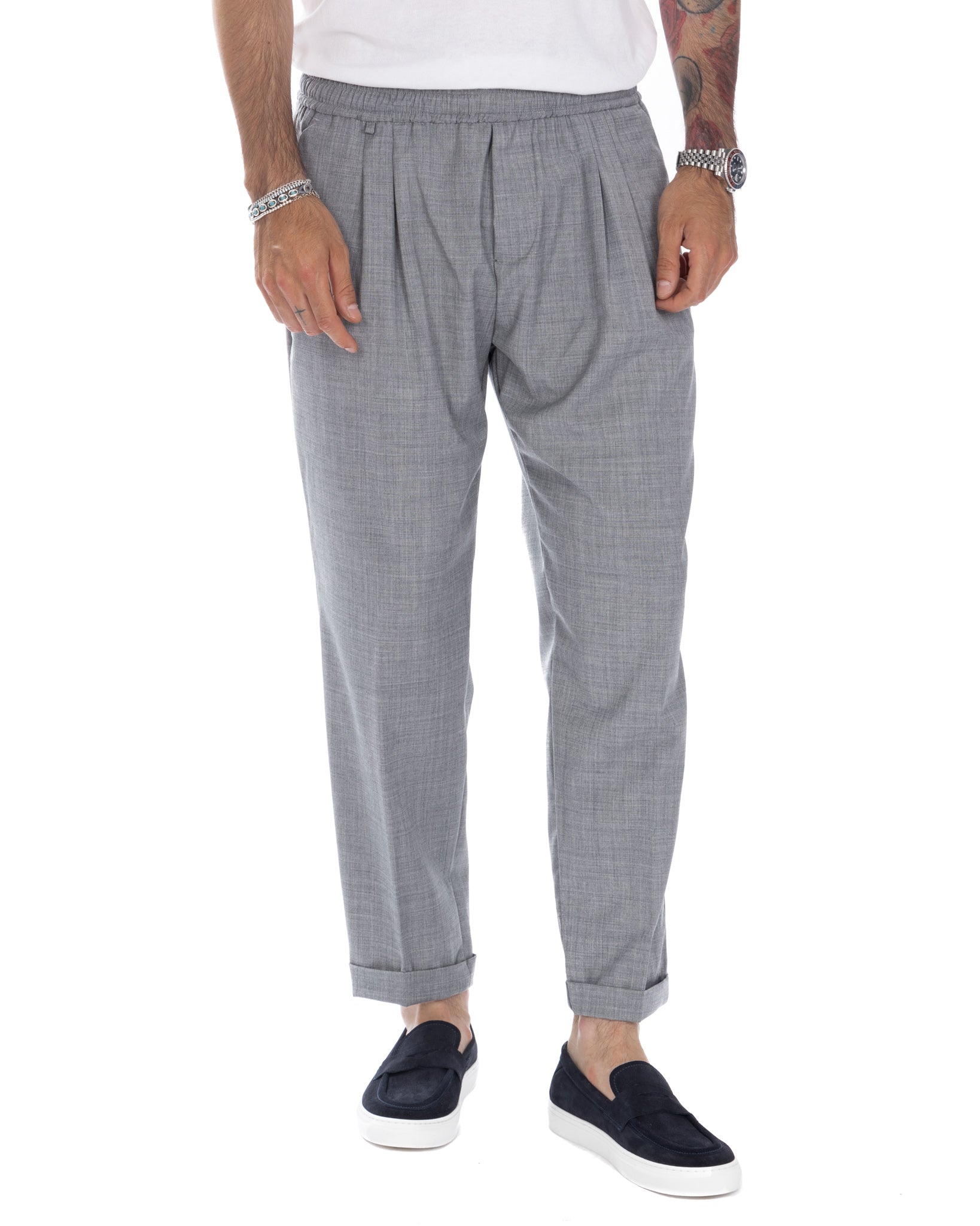 Larry - light gray wool blend trousers