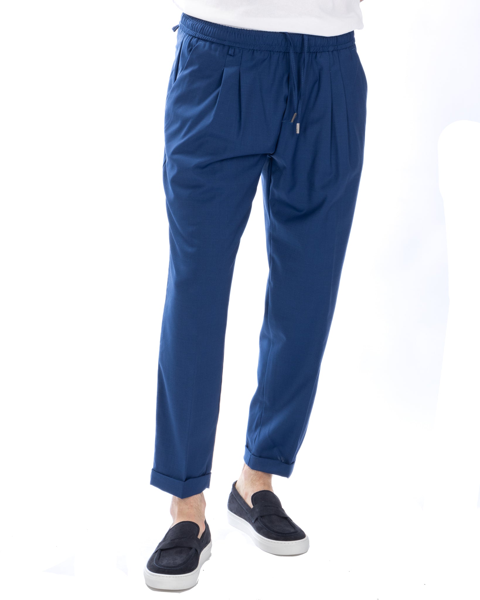 Larry - pantalaccio bluette in misto lana