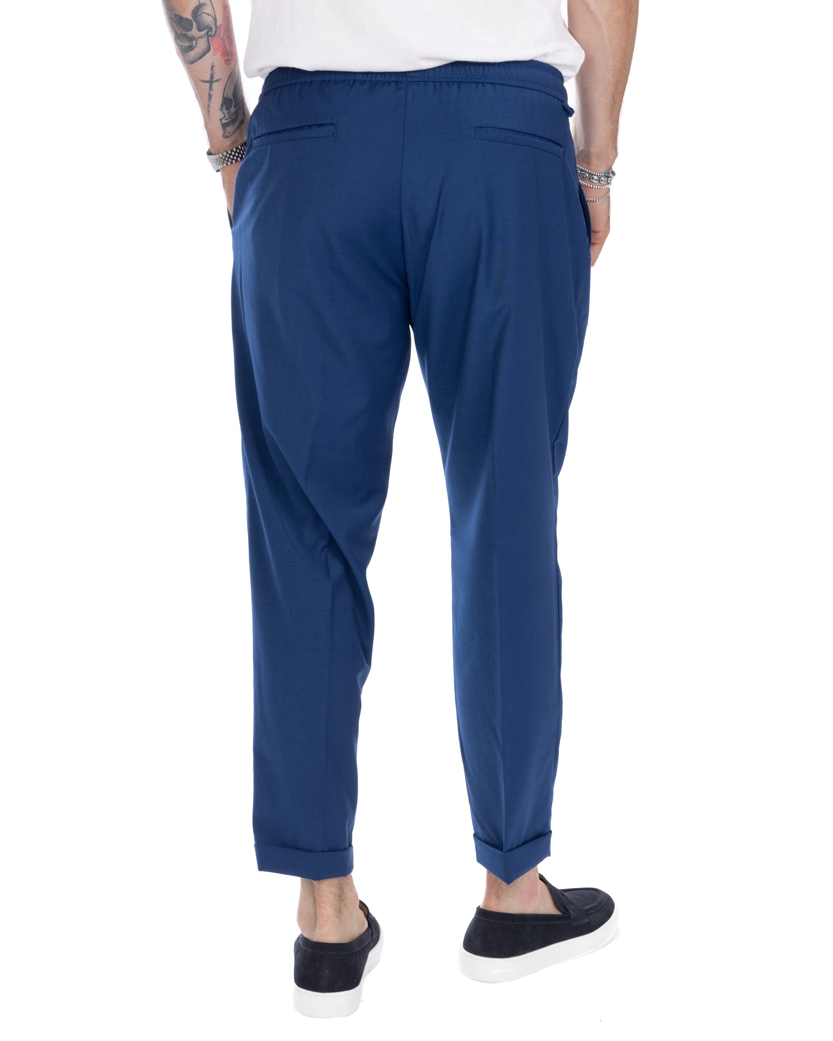 Larry - pantalaccio bluette in misto lana