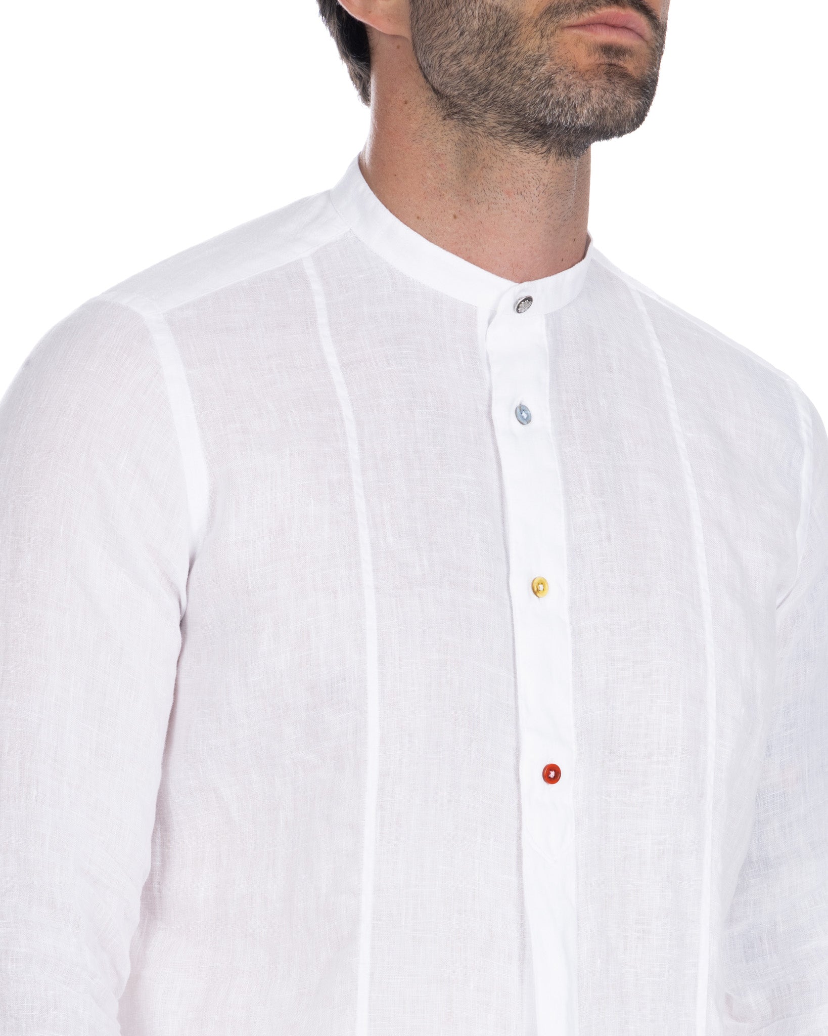 Cannes - henley shirt in pure white linen