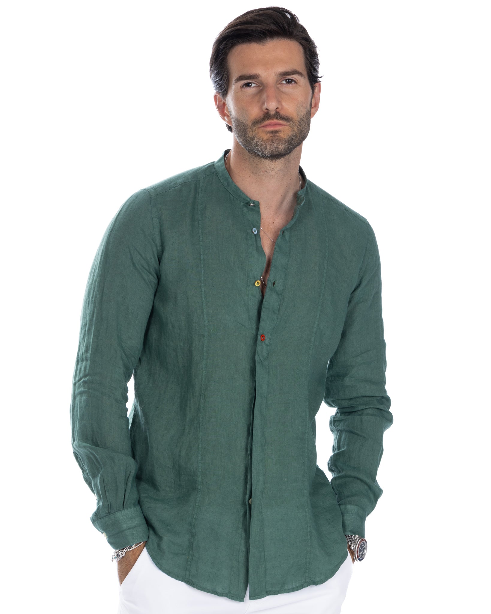 Cannes - chemise séraphine pur lin vert