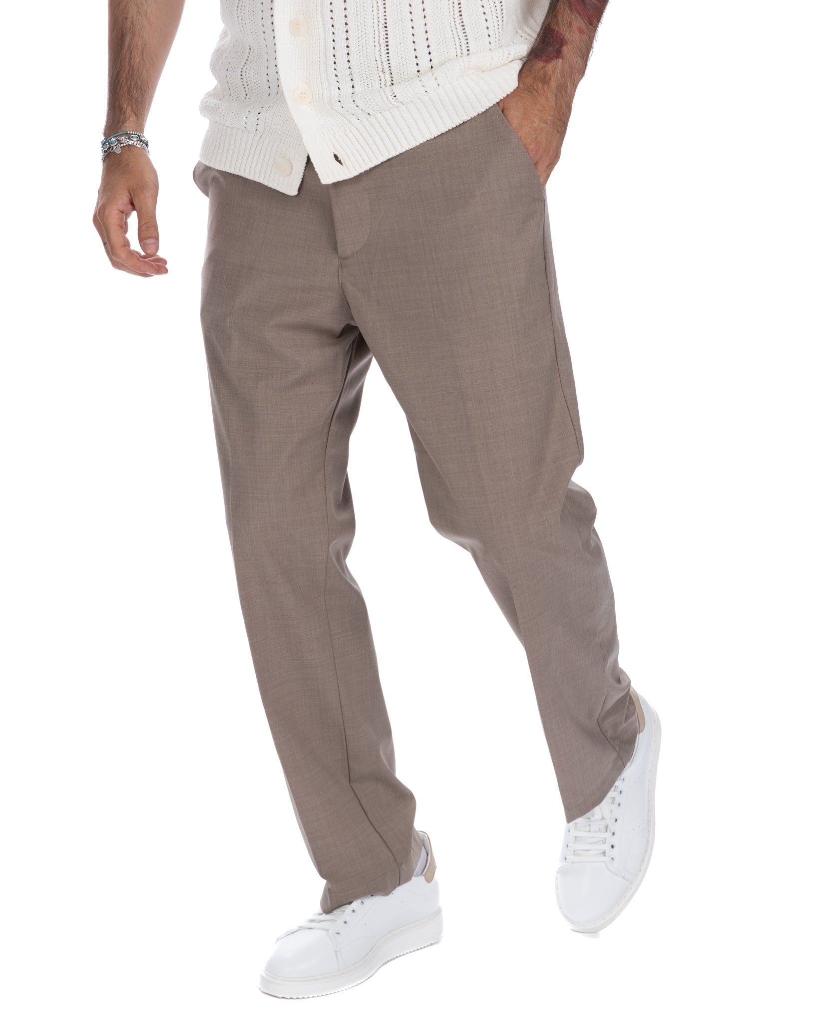 Jacob - beige wide trousers in wool blend