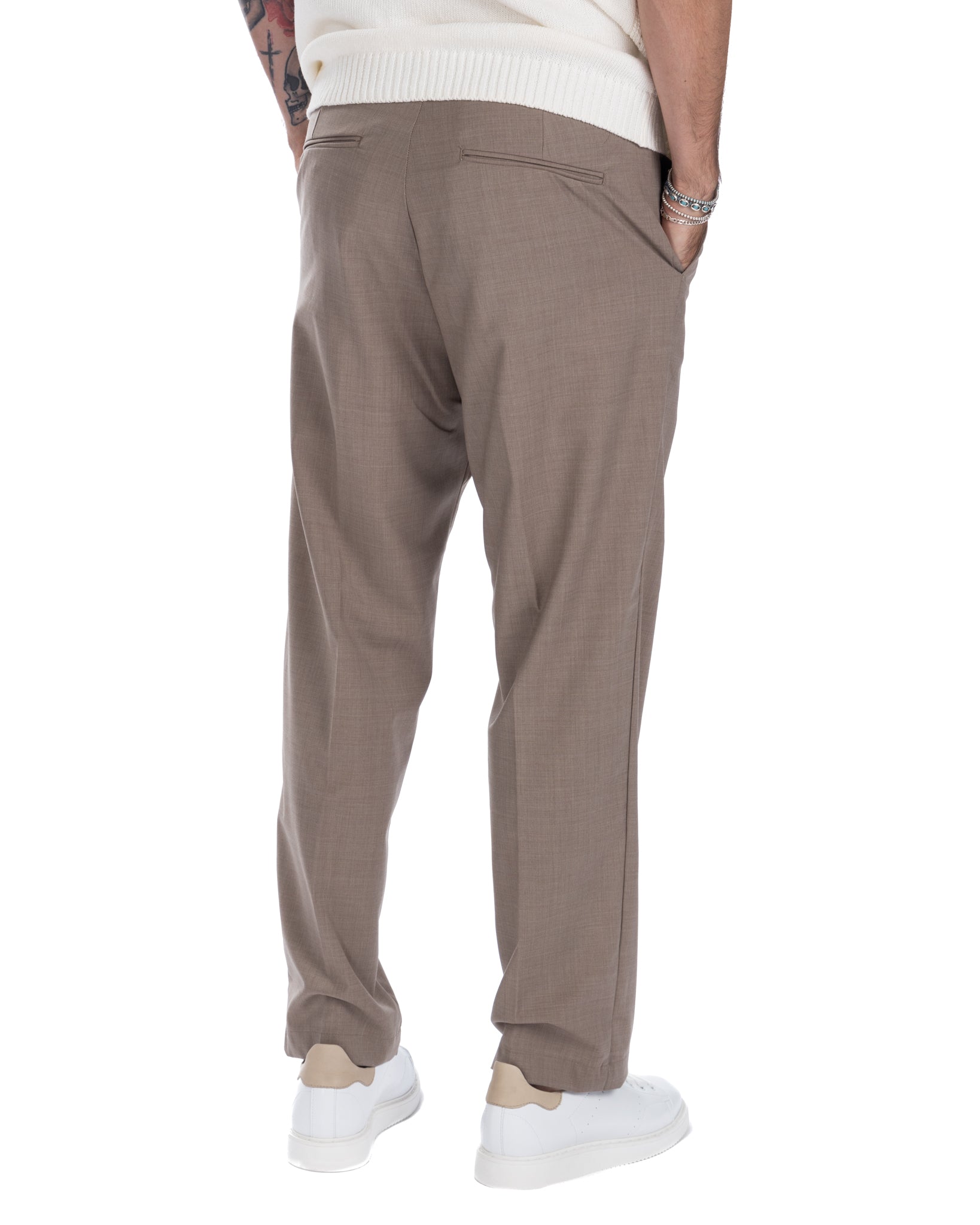 Jacob - beige wide trousers in wool blend