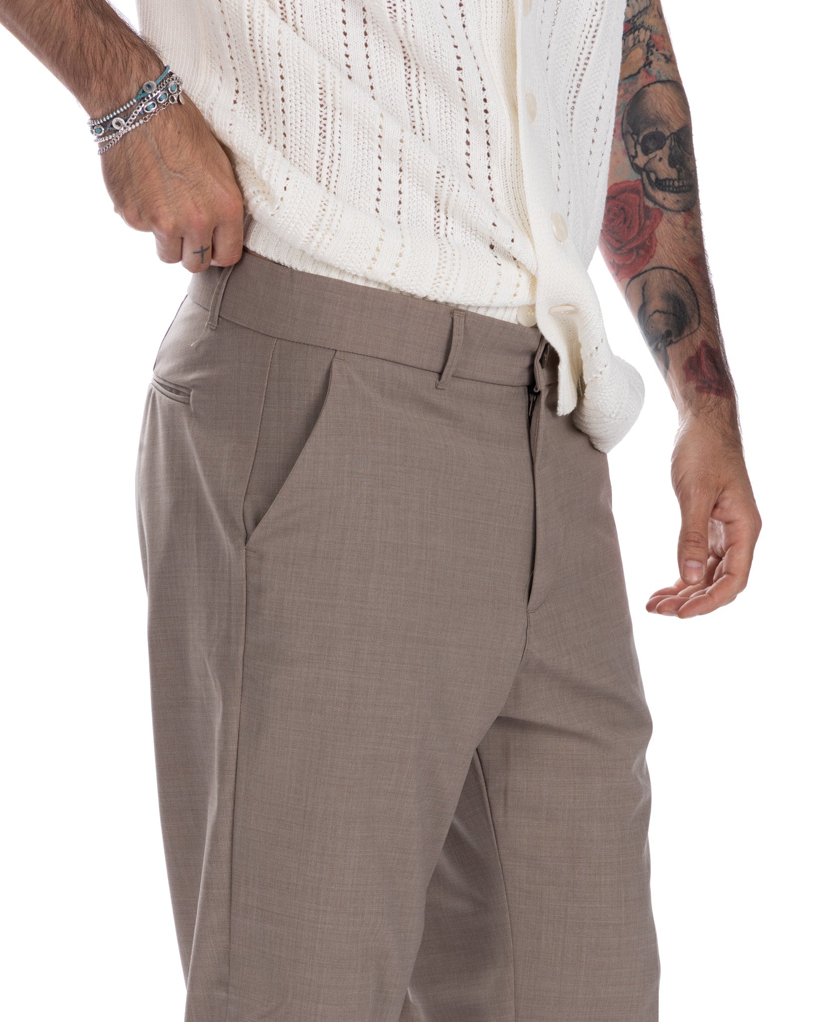 Jacob - beige wide trousers in wool blend