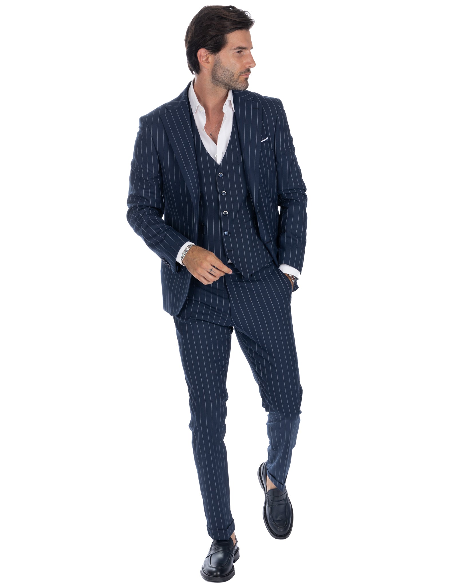 Lille - blue pinstripe single-breasted suit