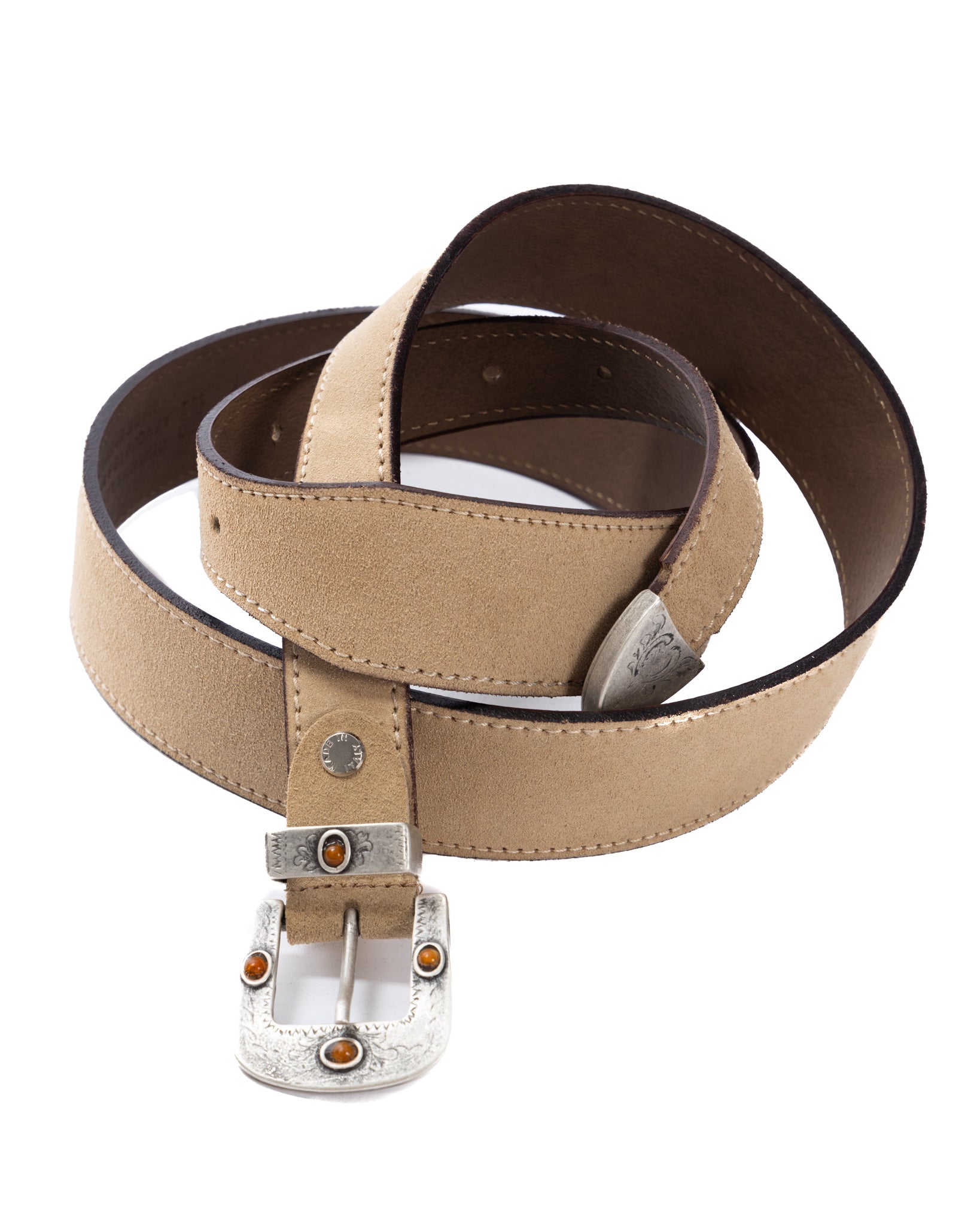 Quirico - beige suede jewel belt